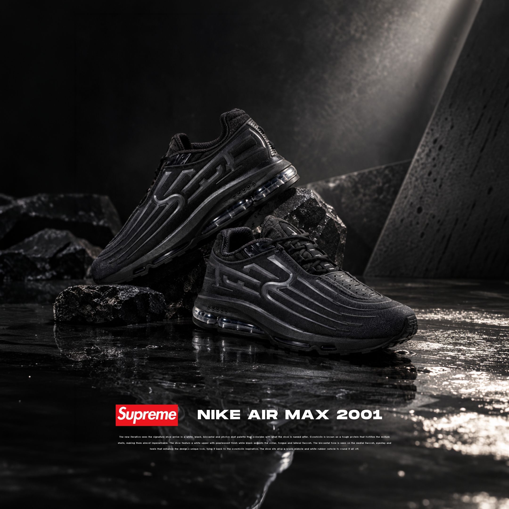 NICEDAY 代購 Supreme x Nike Air Max 2001 Air 黑色 氣墊 聯名 黑魂 黑 全黑 IM7412-001