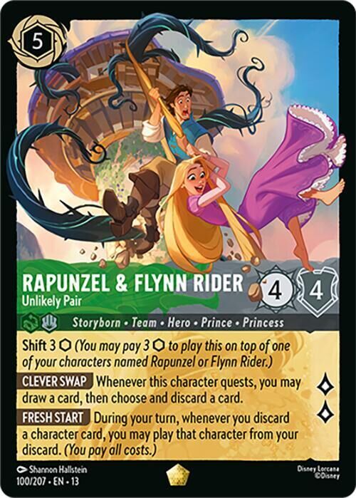 Attack of the Vine! - 100/207 Rapunzel & Flynn Rider - Unlikely Pair (Foil) L