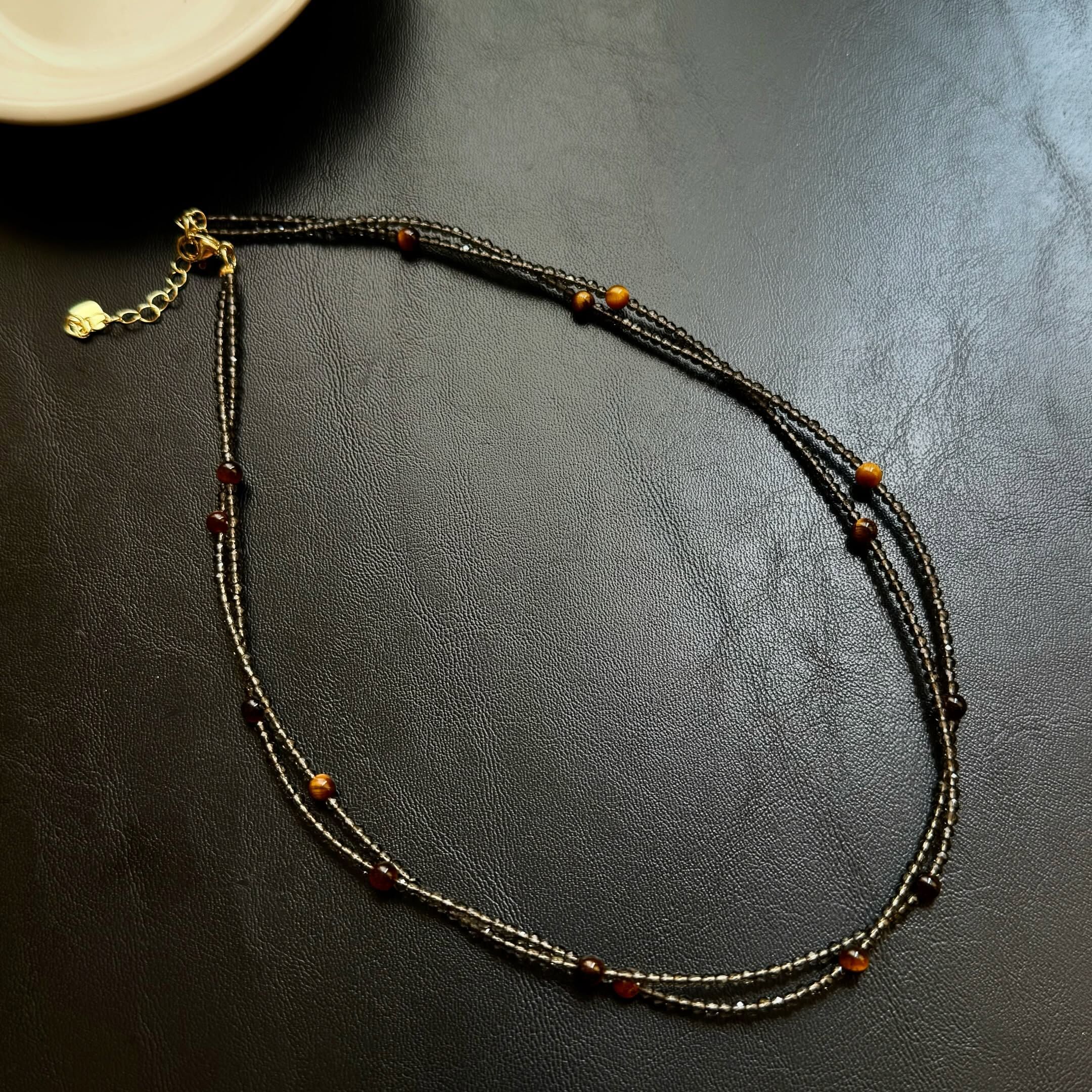 [原石] 茶晶 x 虎眼石 項鏈