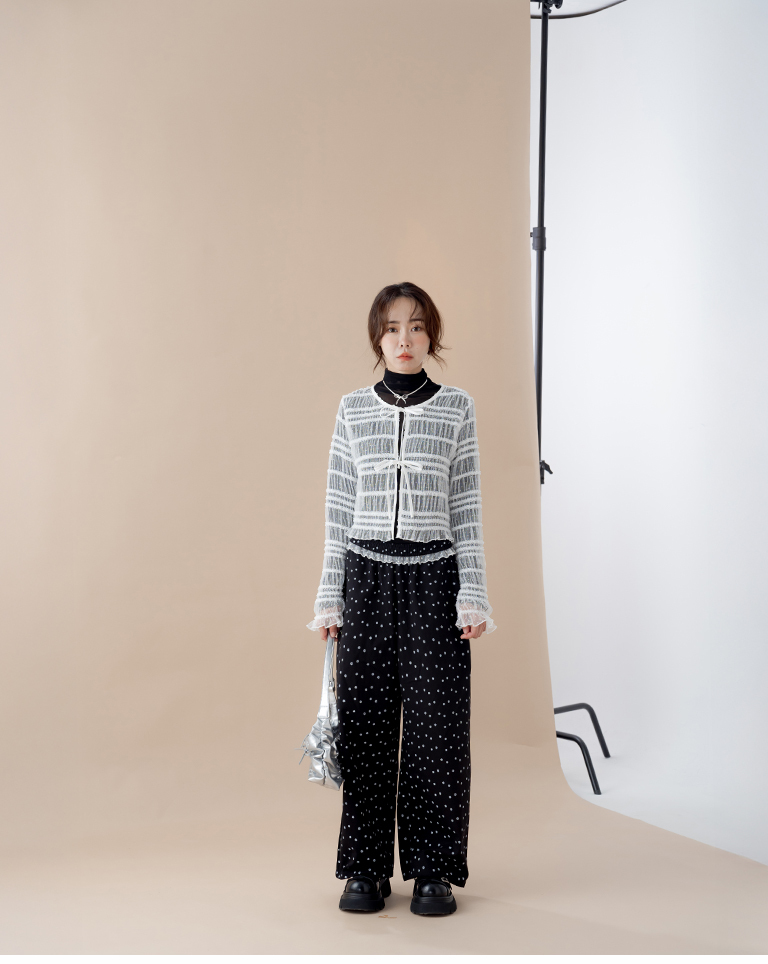 All-over floral lace wide-leg trousers, XS/S/M【04102083】in stock+pre-order