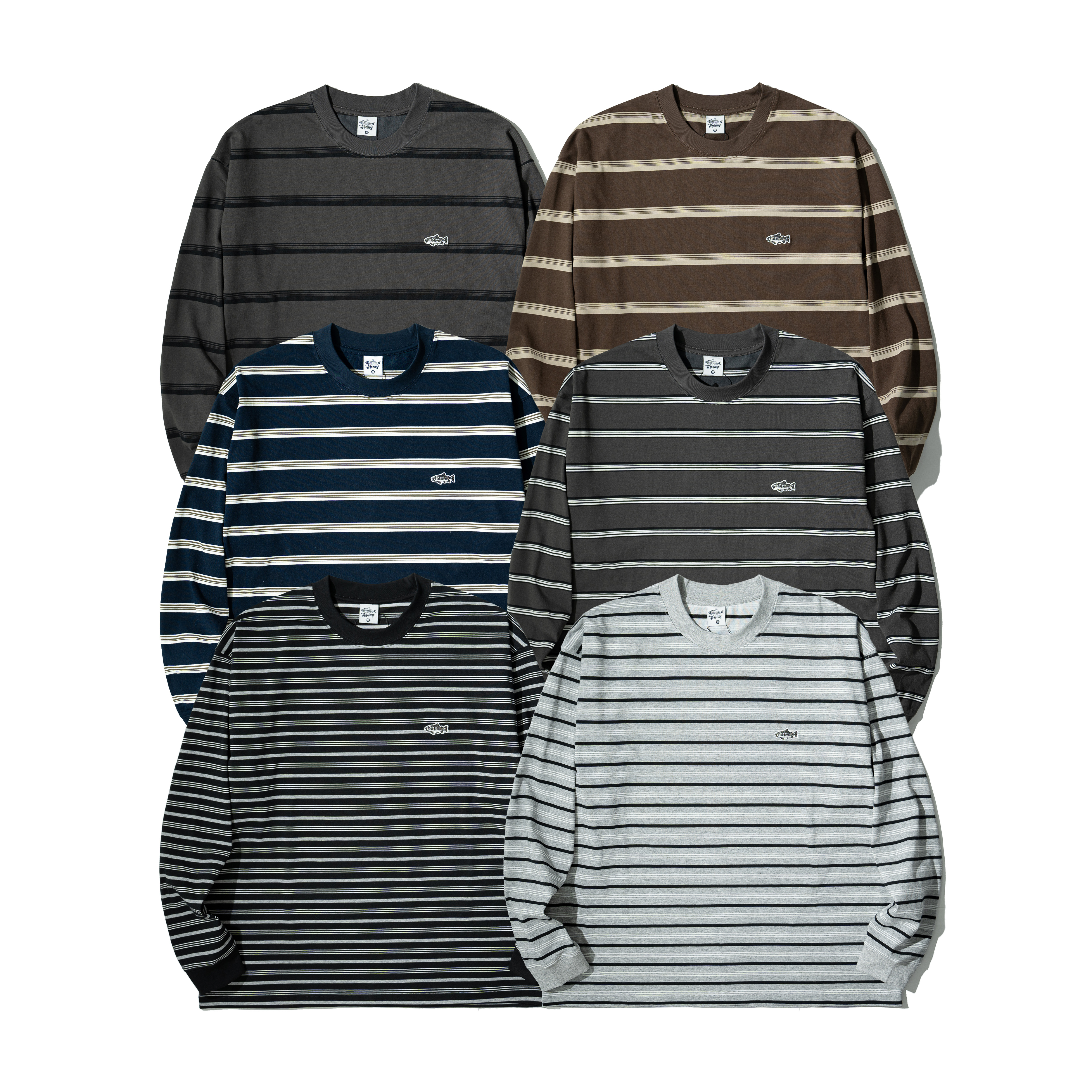 AGILITY Embroidery Stripe LS Tee 鮭魚刺繡 條紋 長袖Tee [RS3-S1]