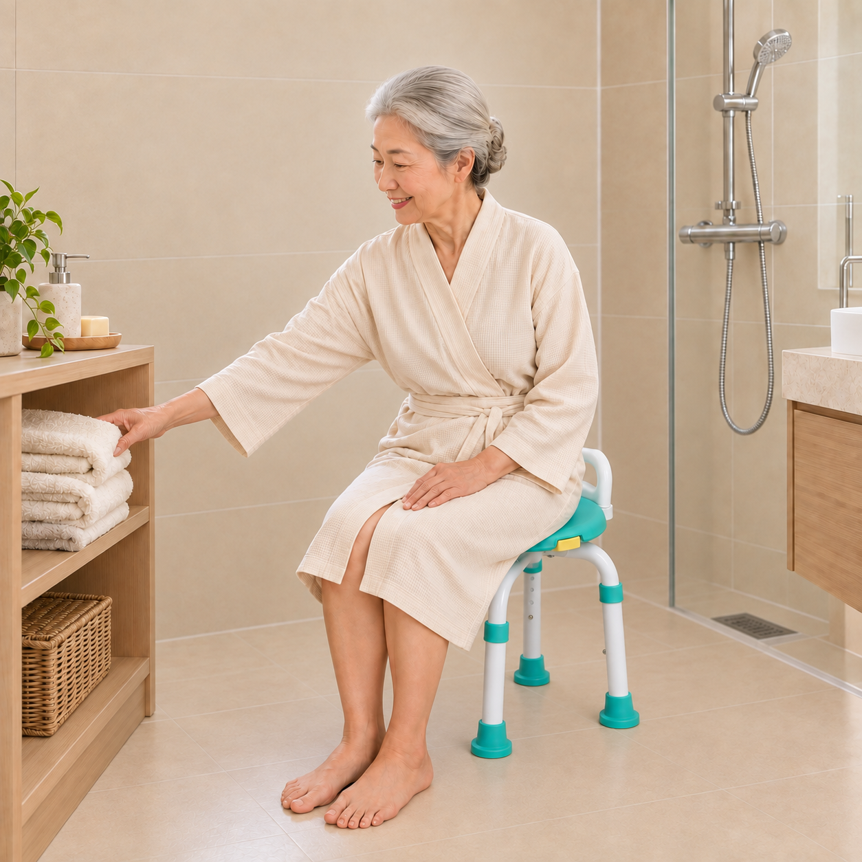 L'elan】360-degree Swivel Shower Chair