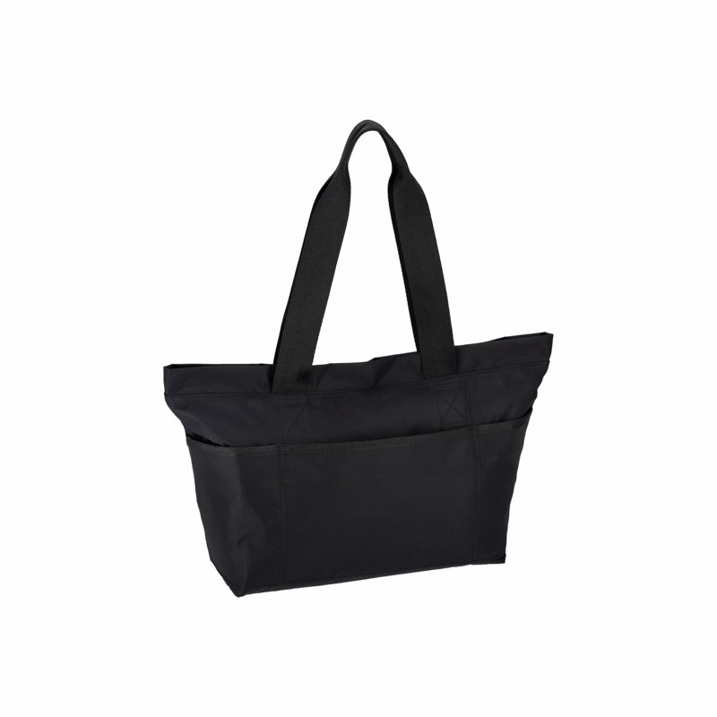簡約兩側拉鍊托特包 (RECYCLED BLACK)