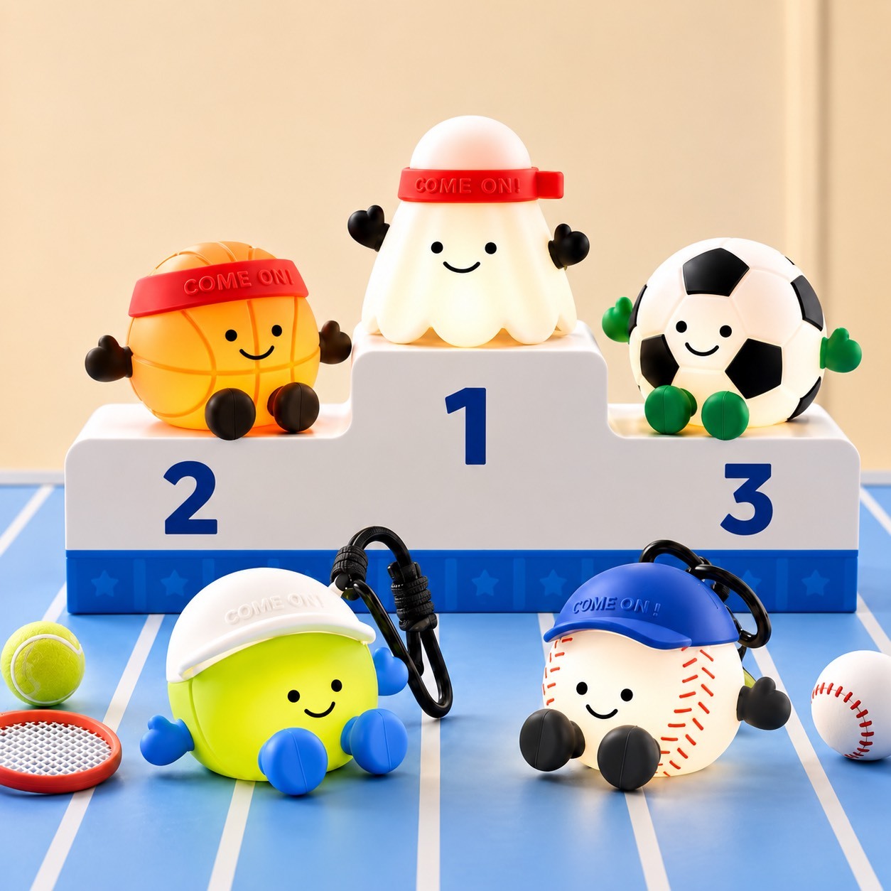 <五顆都想收🥹> 運動球類造型 療癒小夜燈 懸掛式 三檔切換 配掛繩
