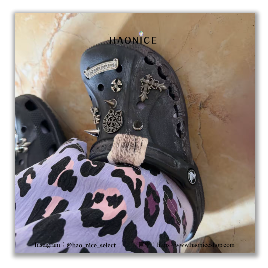 【HAO NICE】國外限定款🎨Crocs Classic clog 克羅心元素 哥德風 末世廢土 鋼飾 洞洞鞋 拖鞋 休閒鞋