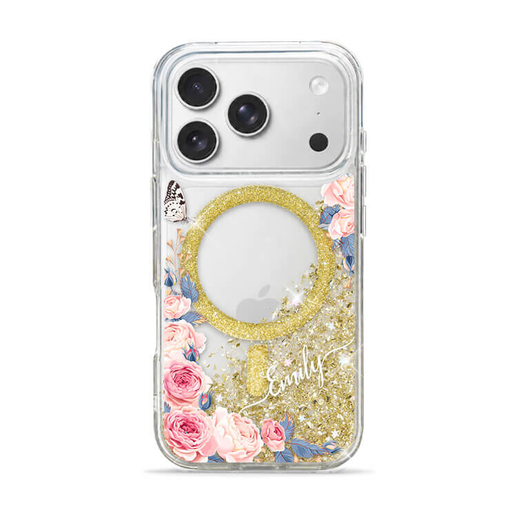 婚禮玫瑰 香檳金貝拉殼 (MagSafe) - (訂製名字) iPhone客製化手機殼