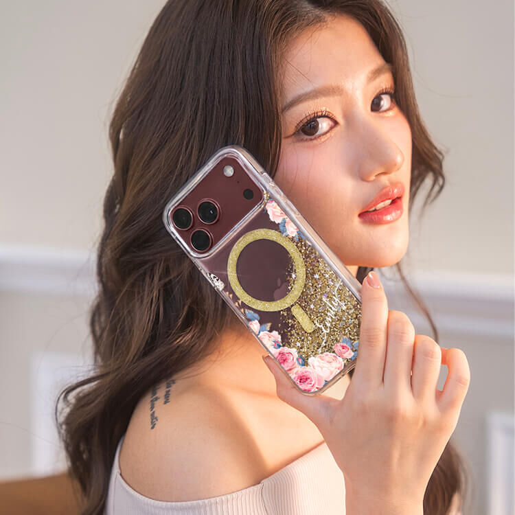 婚禮玫瑰 香檳金貝拉殼 (MagSafe) - (訂製名字) iPhone客製化手機殼