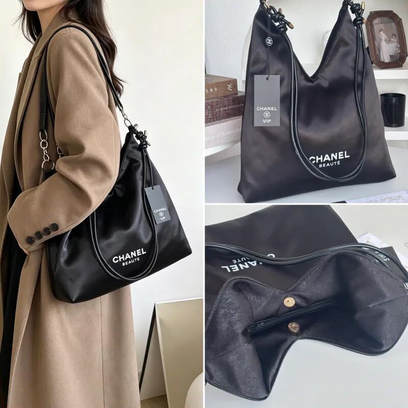 (預訂) CC BEAUTE 贈品黑緞面抽繩Tote Bag WW