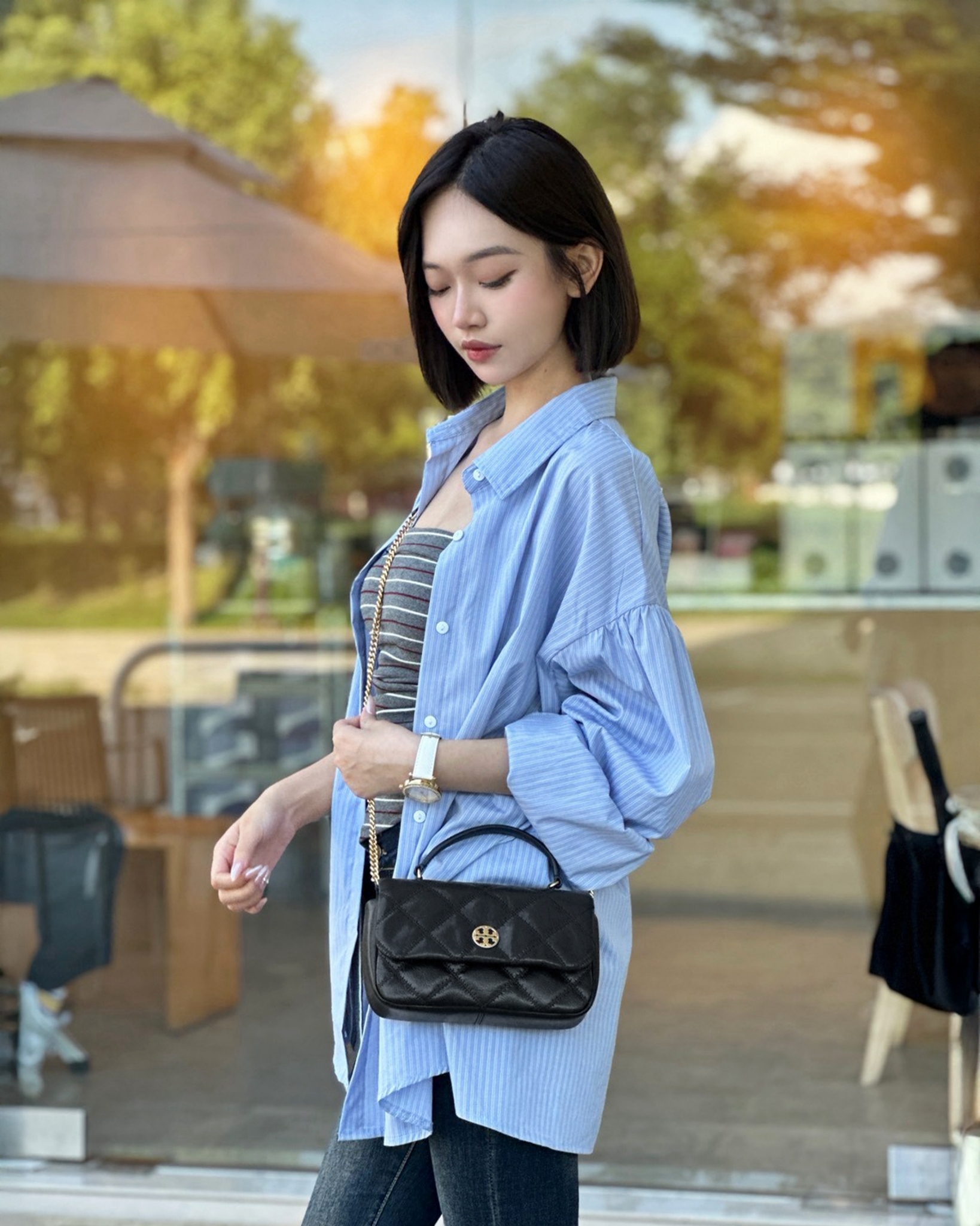 Tory Burch TB Willa 菱格紋 提把 鏈條包 翻蓋式 斜背包
