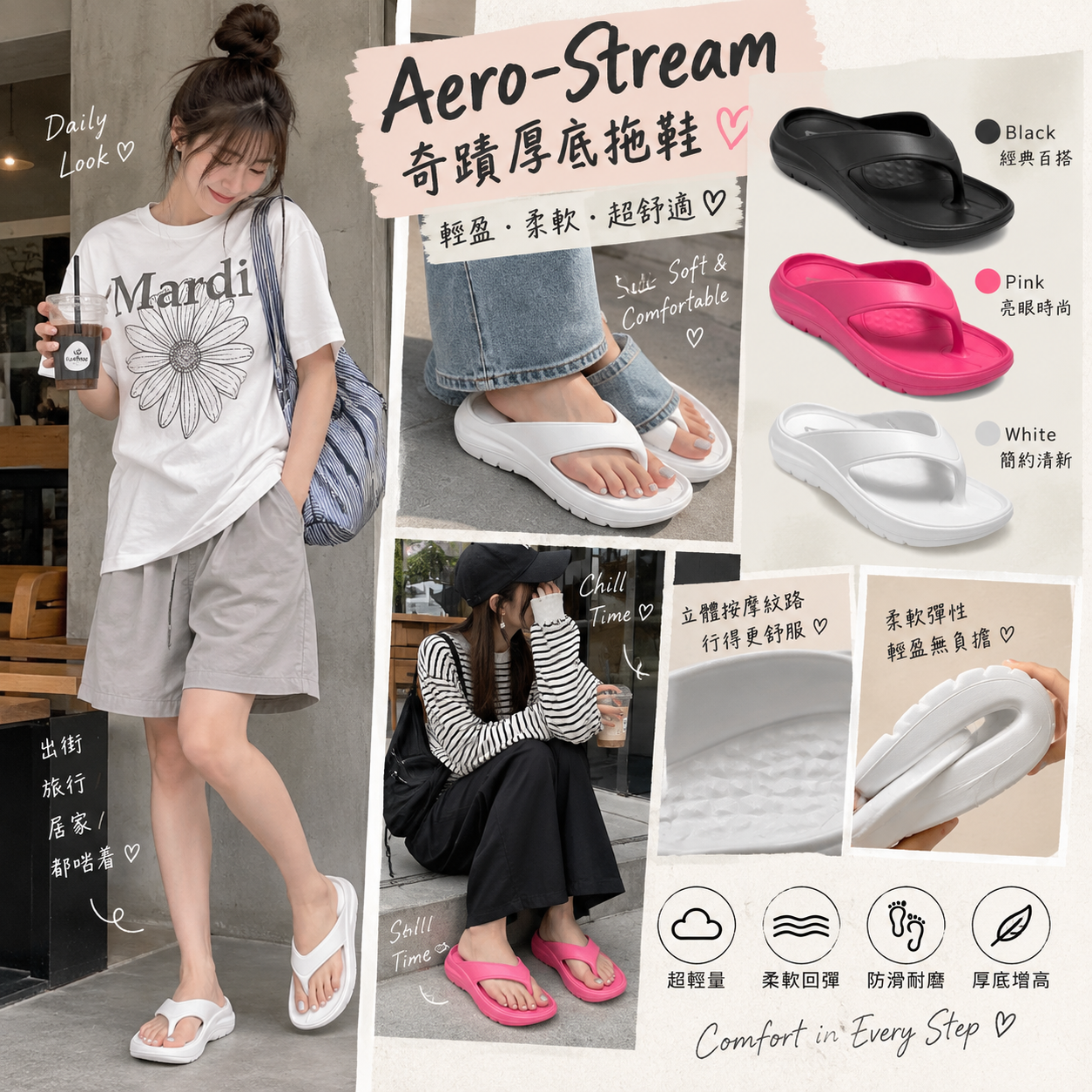 【預購】K091102 Aero-Stream 奇蹟厚底拖鞋