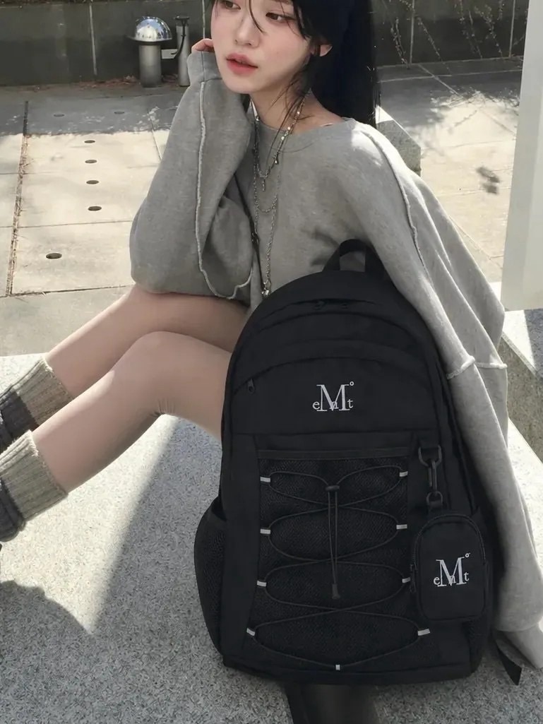 <開學季必備!!> Mucent 繩索雙肩背包 防滑帶 贈耳機包