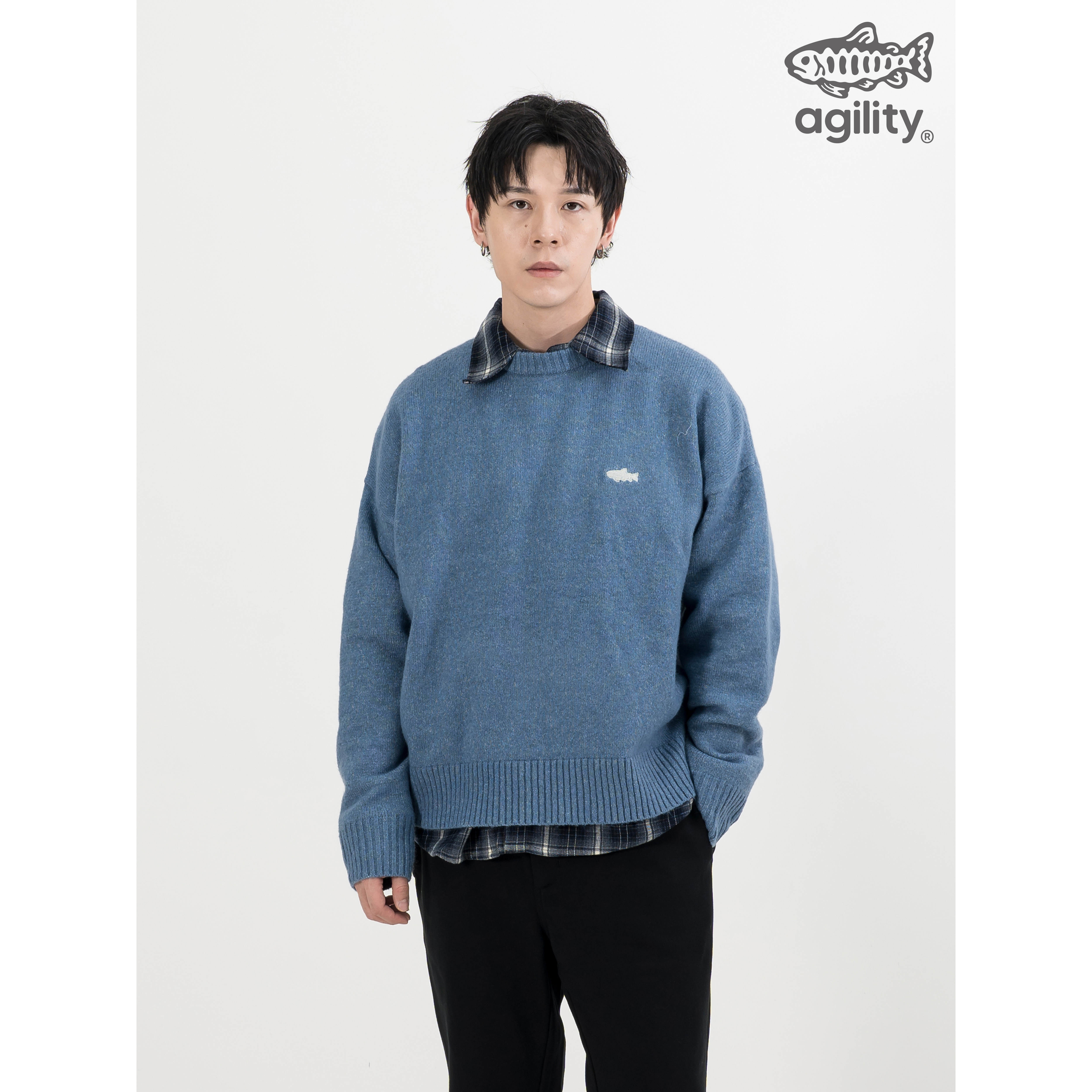 AGILITY Knit Crewneck Sweater / Shadow 魚影刺繡 圓領毛衣 [KN-S]