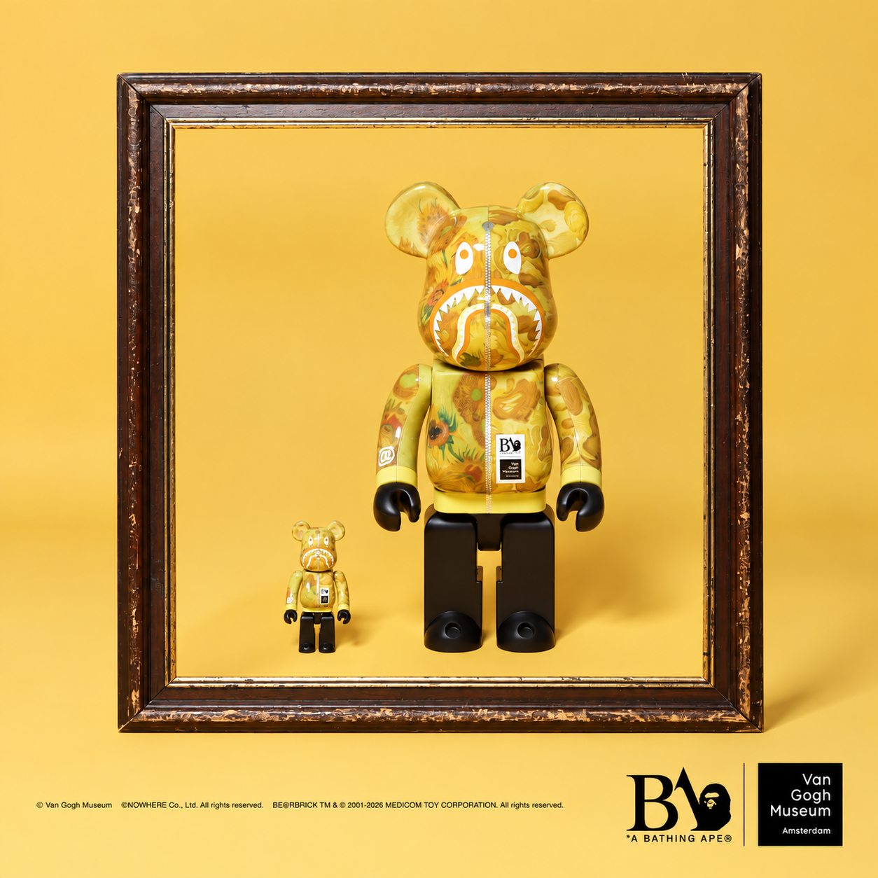 BAPE(R) × Van Gogh Museum Sunflowers SHARK 100％ & 400％ BE@RBRICK