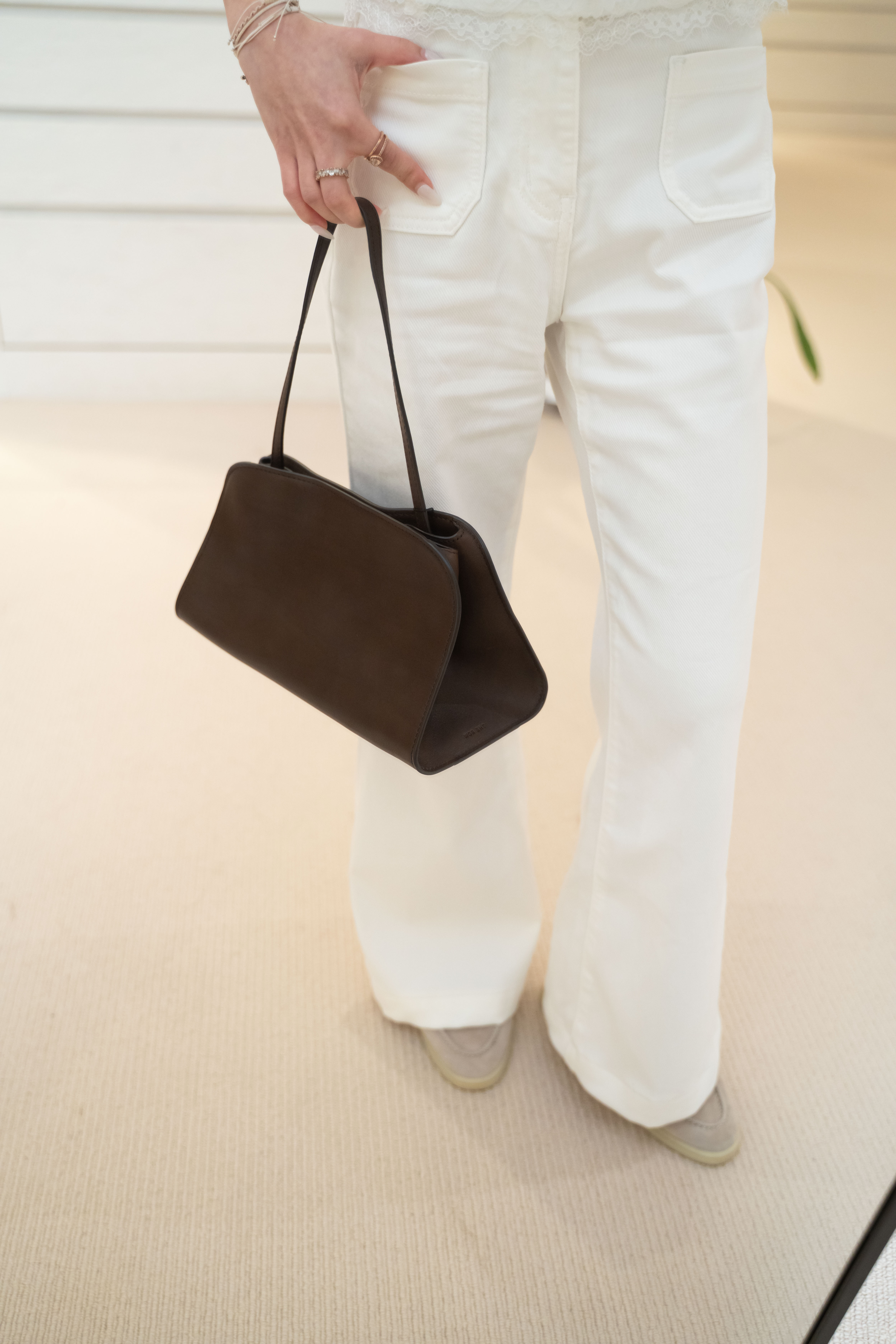 The Row Peggy Clutch saddle leather deep brown