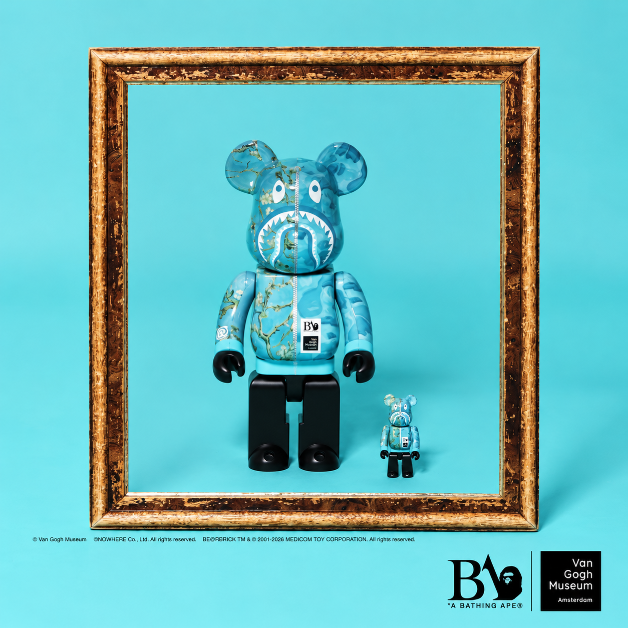 BAPE(R) × Van Gogh Museum Almond Blossom SHARK 100％ & 400％ BE@RBRICK