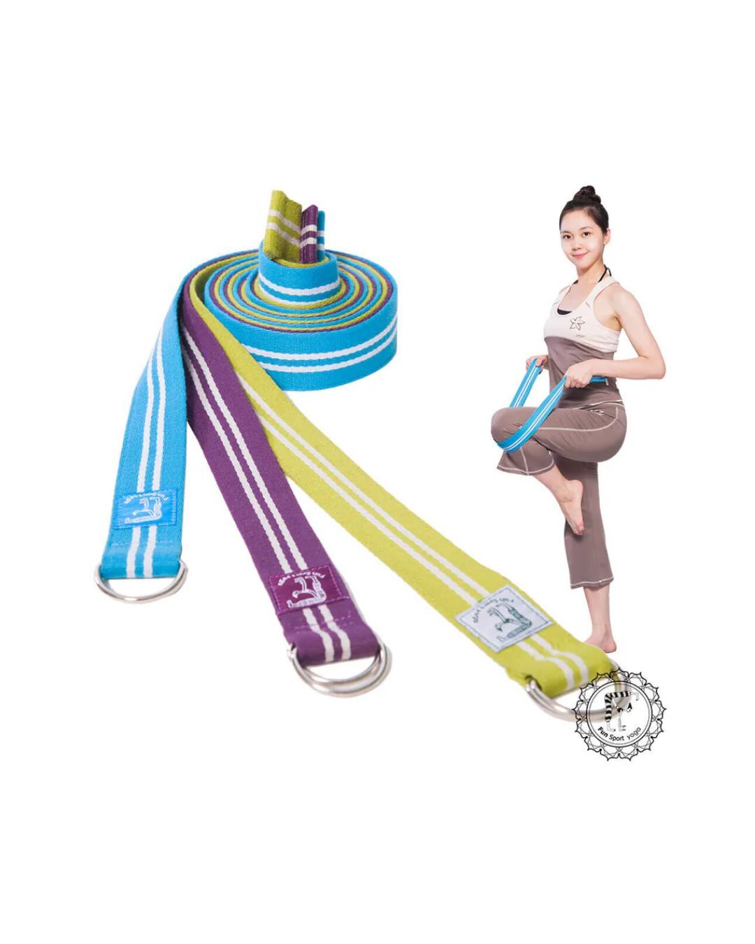 力樂美棉織瑜珈伸展帶(鐵扣環)