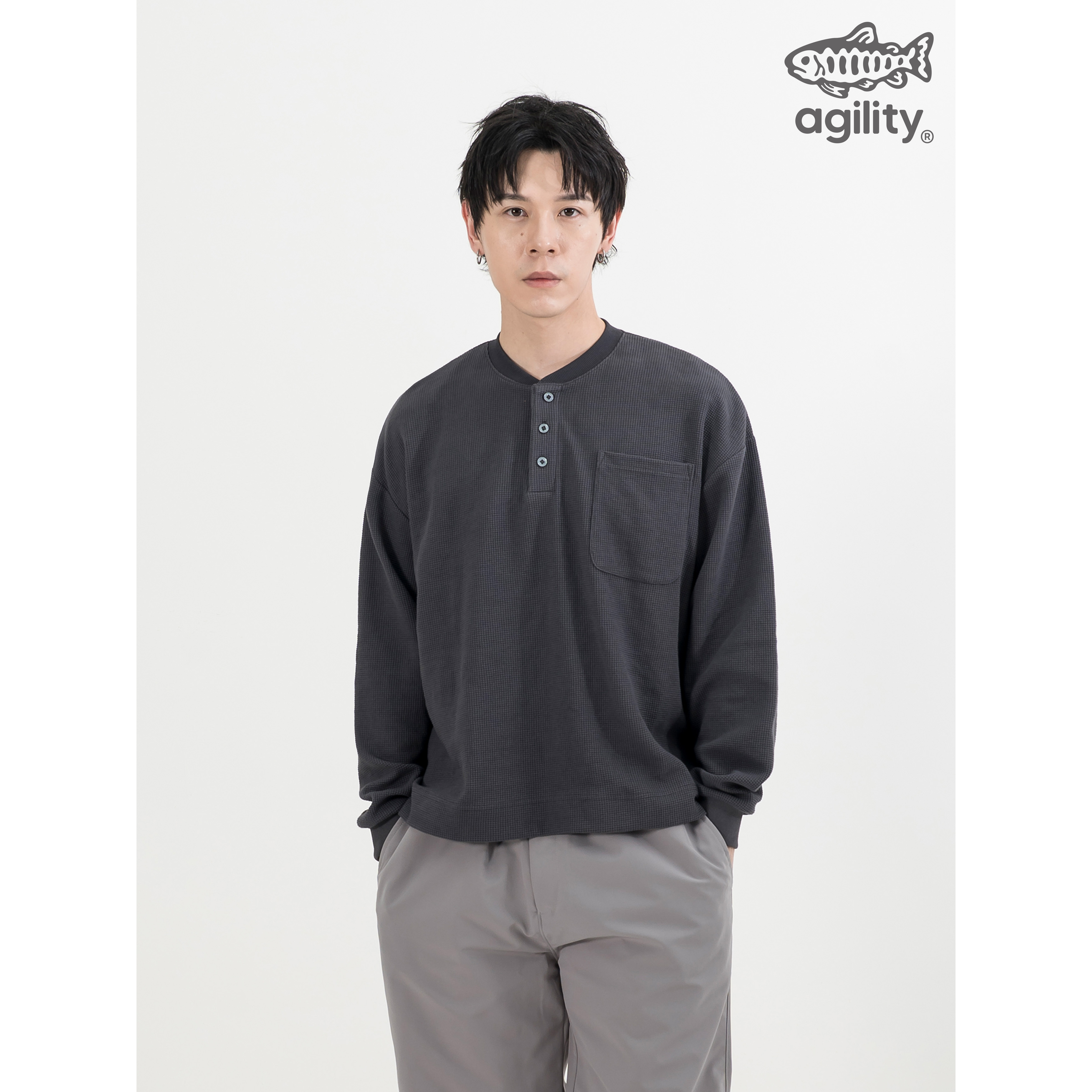 AGILITY Waffle Henley LS Tee 華夫格亨利領 長袖Tee [B-WH2]