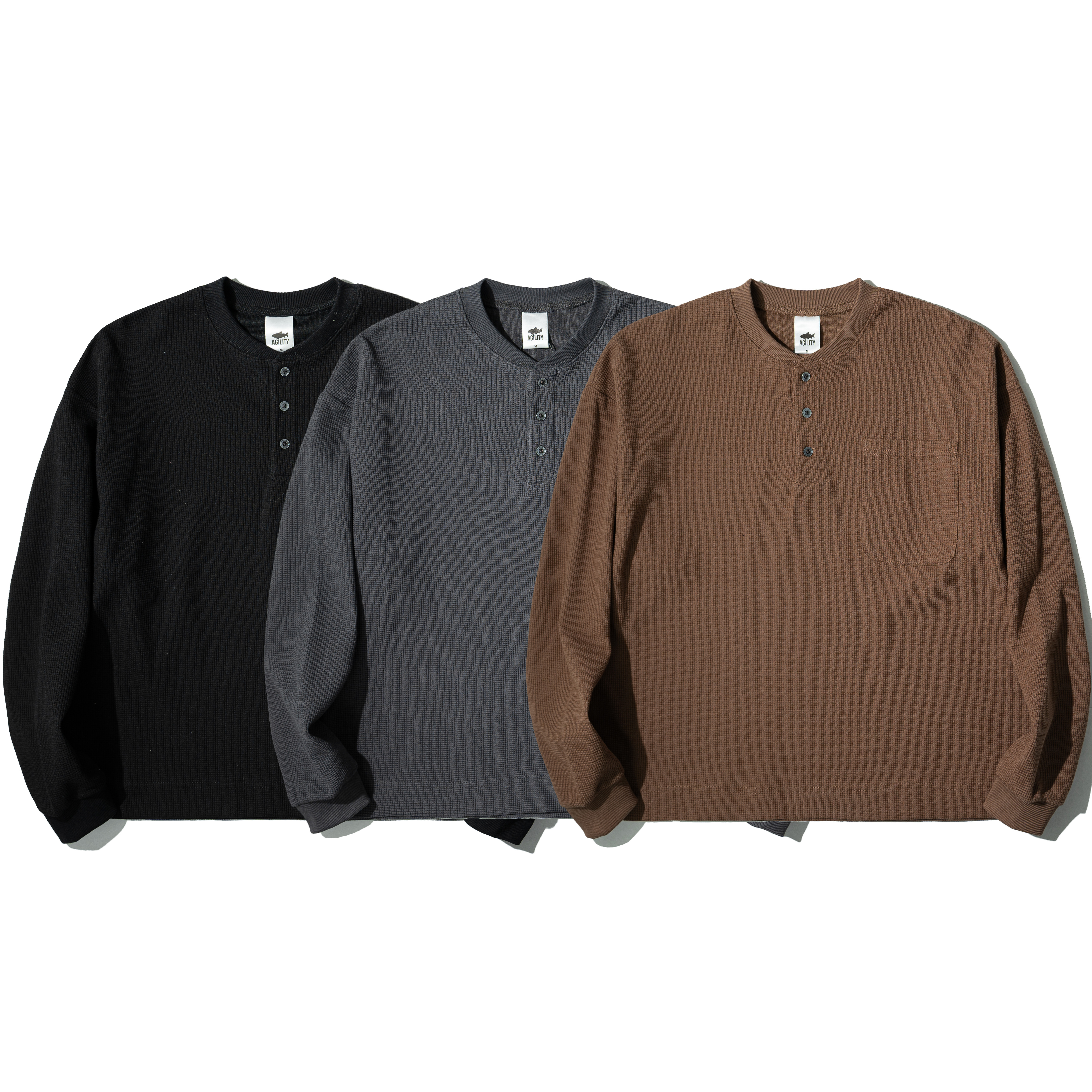 AGILITY Waffle Henley LS Tee 華夫格亨利領 長袖Tee [B-WH2]