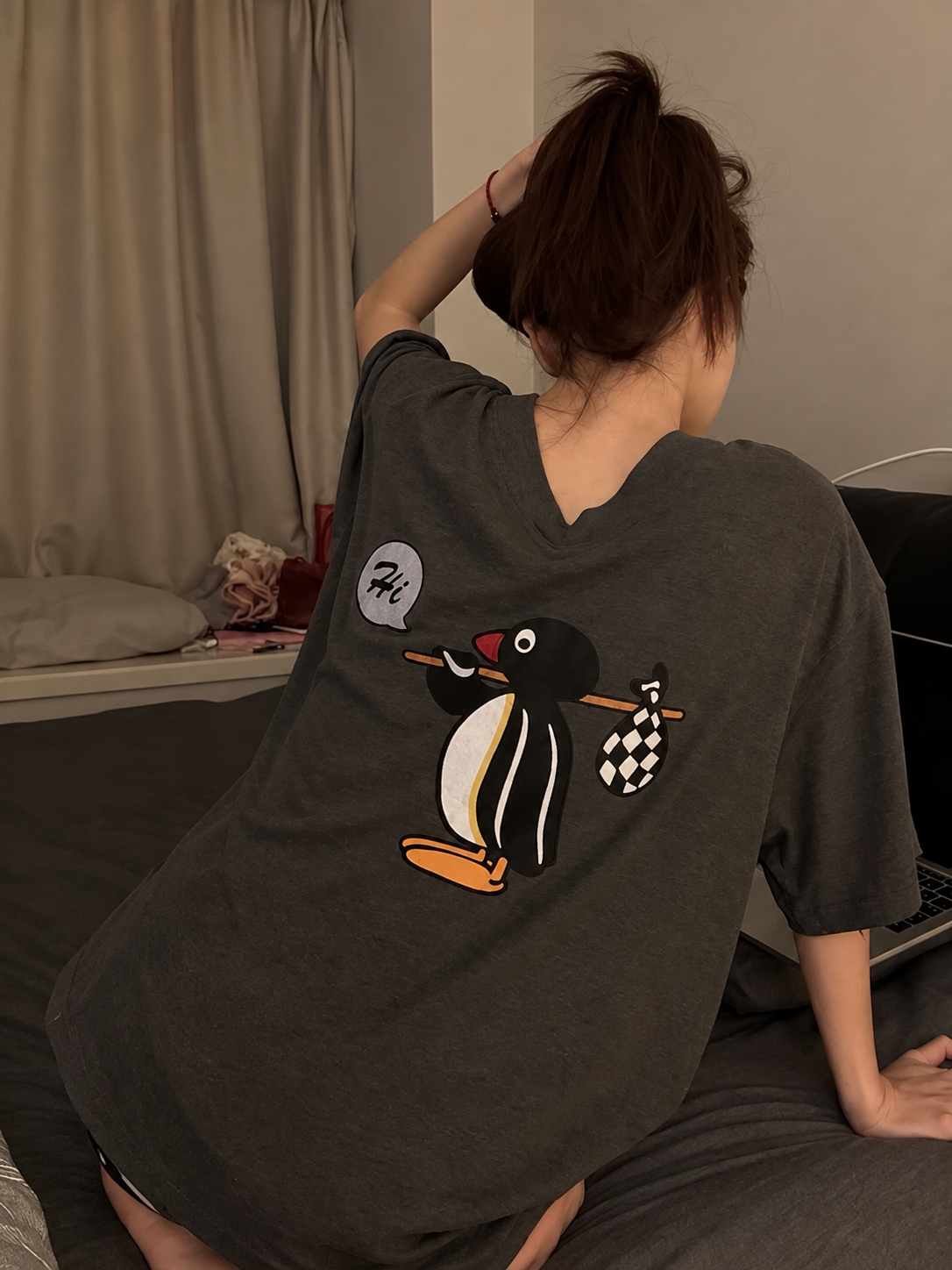 PINGU 居家服 圓領 V領 雙面穿 睡衣 兩件式 套裝