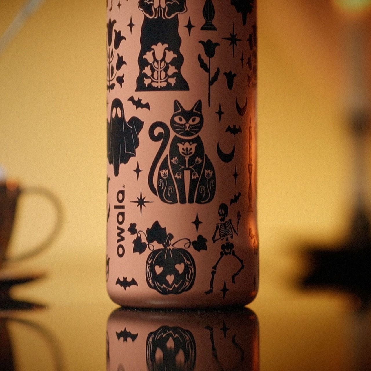 🇺🇸 OWALA FreeSip Stainless Steel Water Bottle "Fright and Delight" 萬聖節限定 魔法 女巫 貓咪 骷顱 不鏽鋼保溫杯 直飲杯 吸管杯 24oz 710ml / 預購