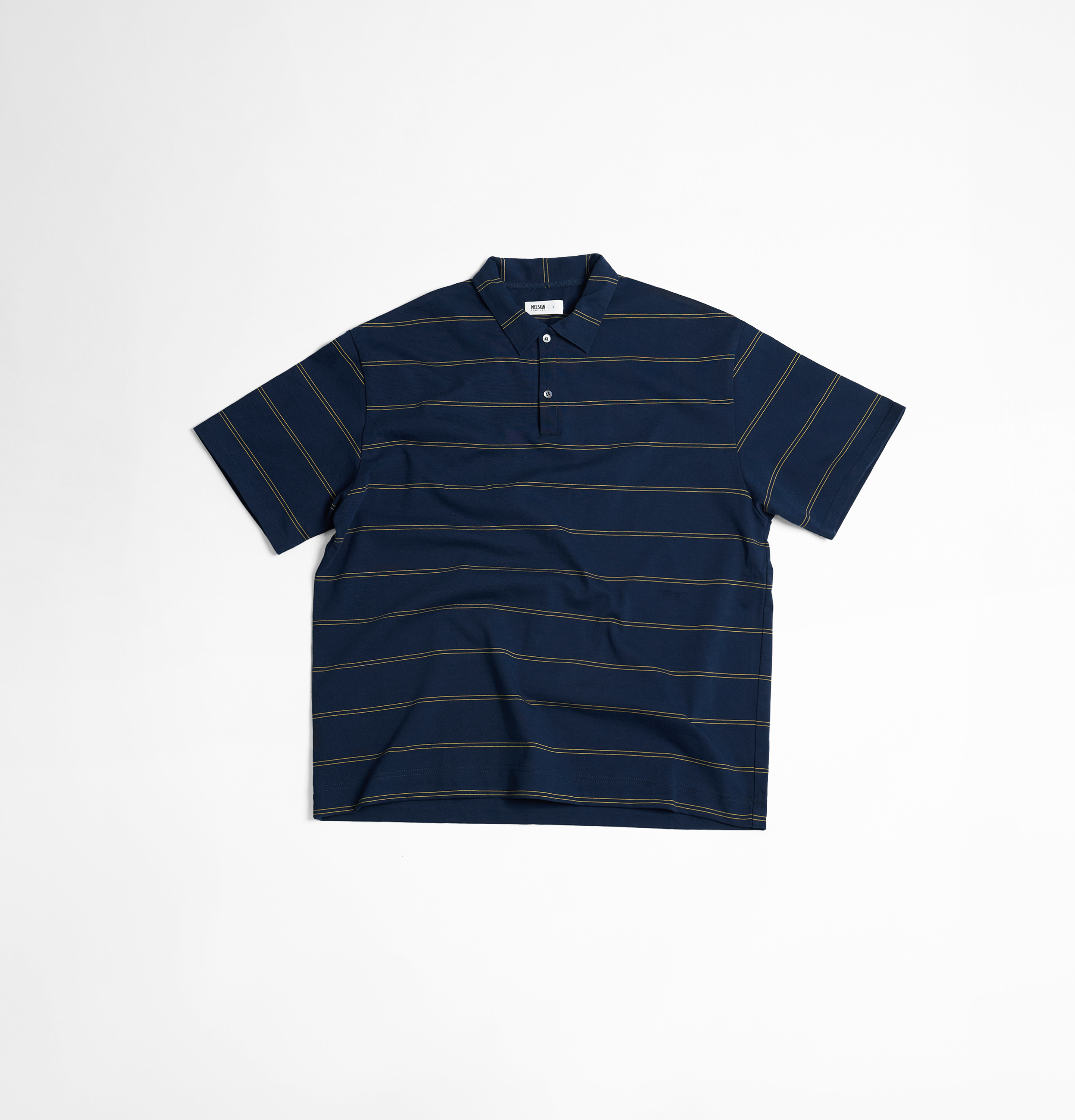 MELSIGN - 條紋Polo衫 - Navy