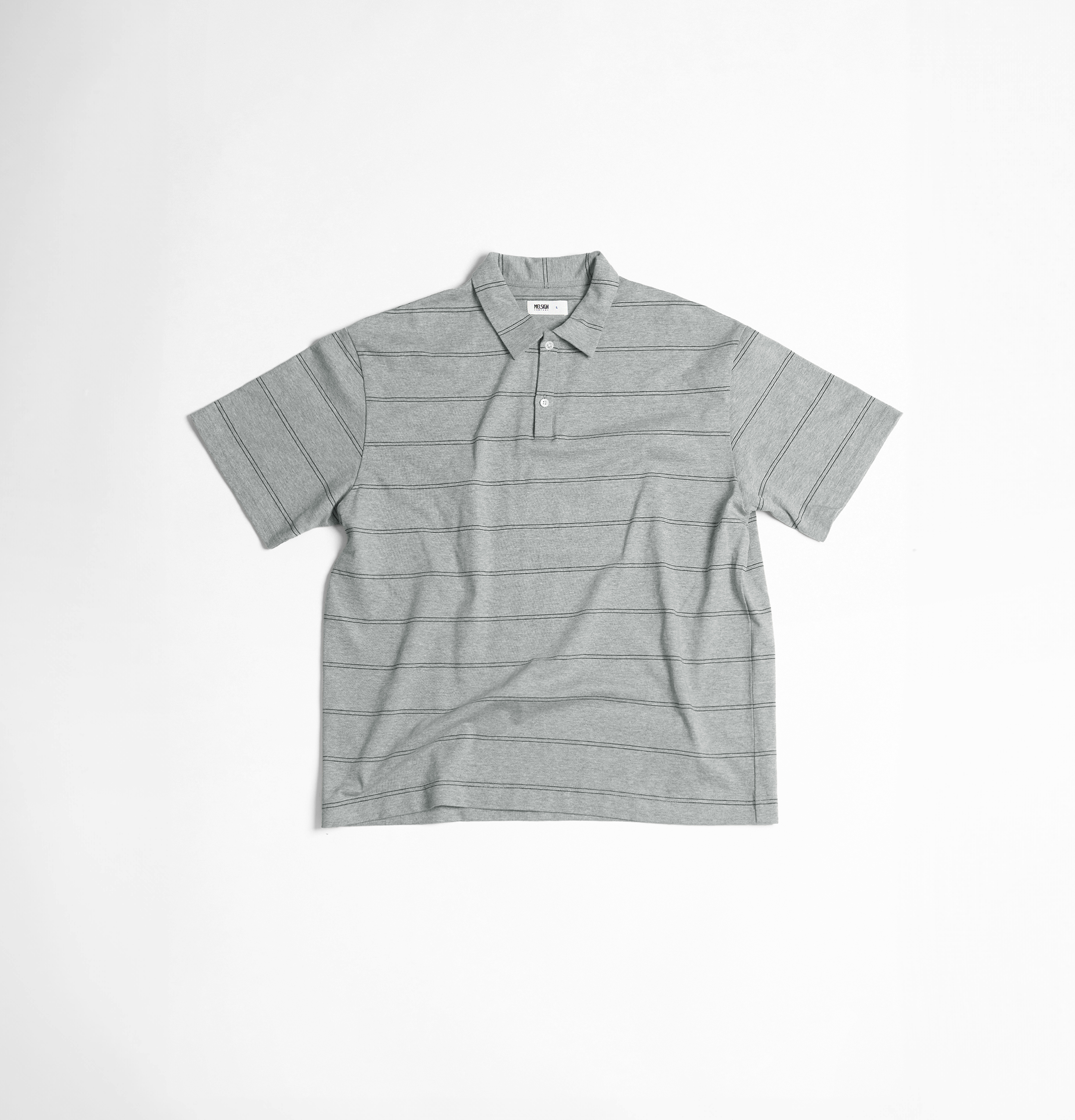 MELSIGN - 條紋Polo衫 - Gray