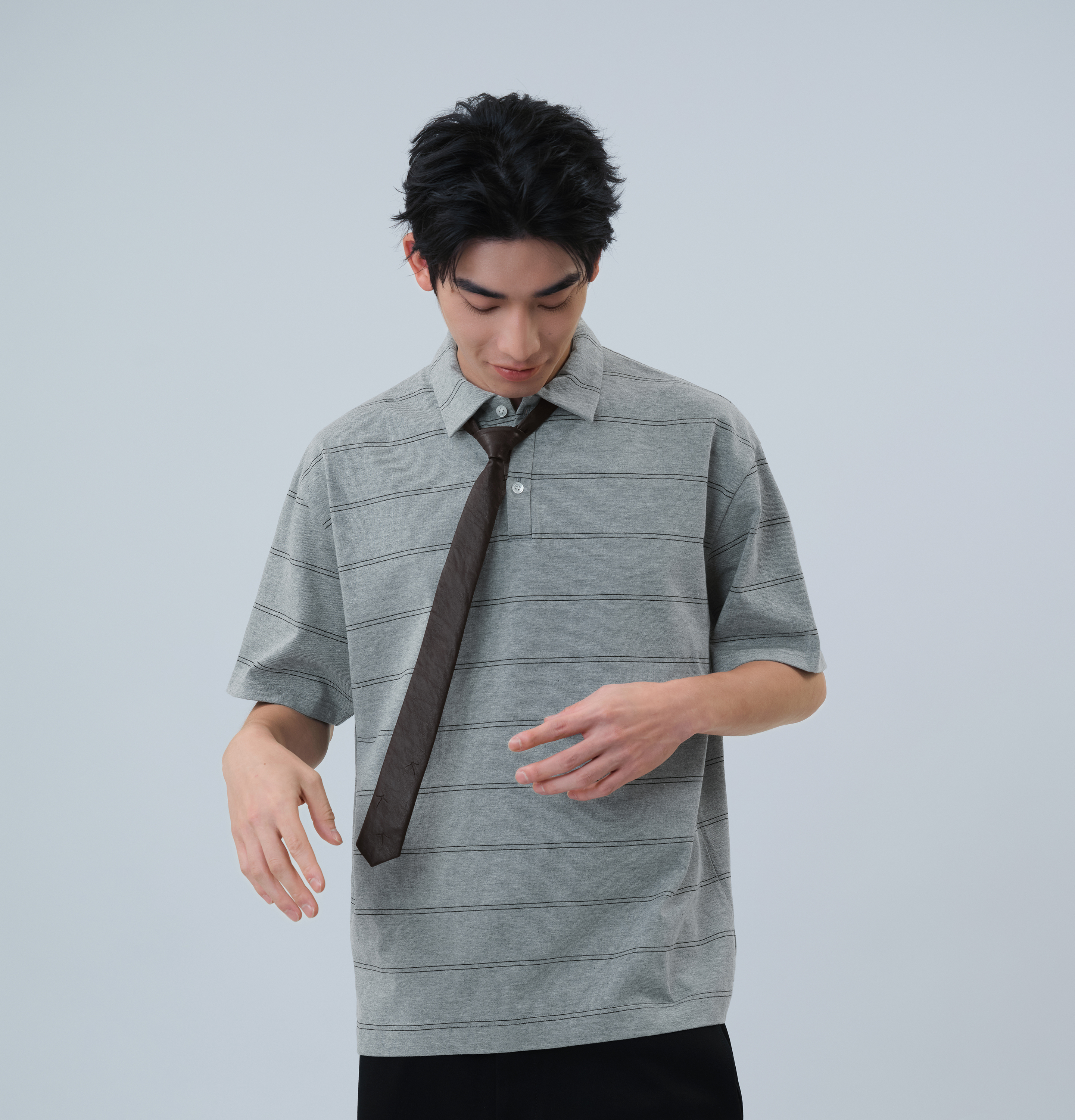 MELSIGN - 合成皮鈕扣領帶 - Brown