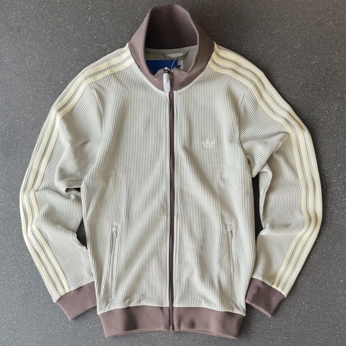 ADIDAS ORIGINALS 灰綠 咖 華夫格 低飽和 撞色 外套 愛迪達 LD6434