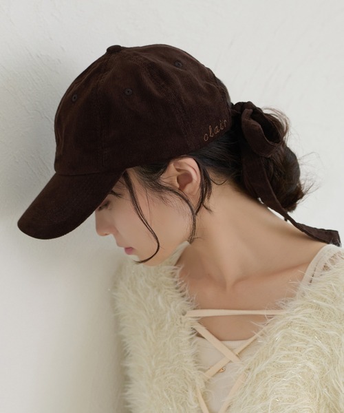 日本 apres jour clair 刺繡綁帶 蝴蝶結 燈芯絨 老帽 4色