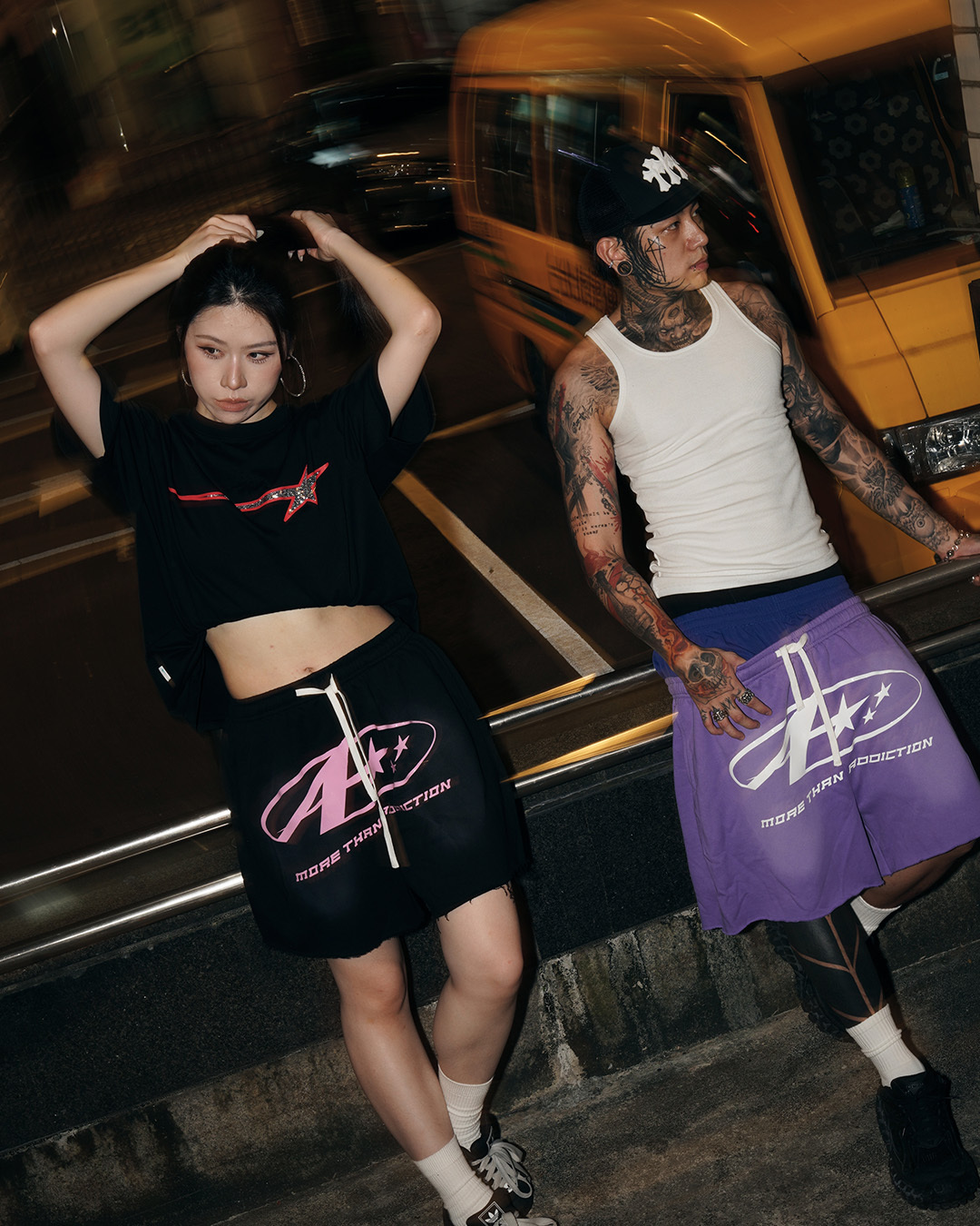 【逢甲 FUZZY】MTA A Logo Sweat Shorts 棉質 短褲 黑色 紫色 M26SASS
