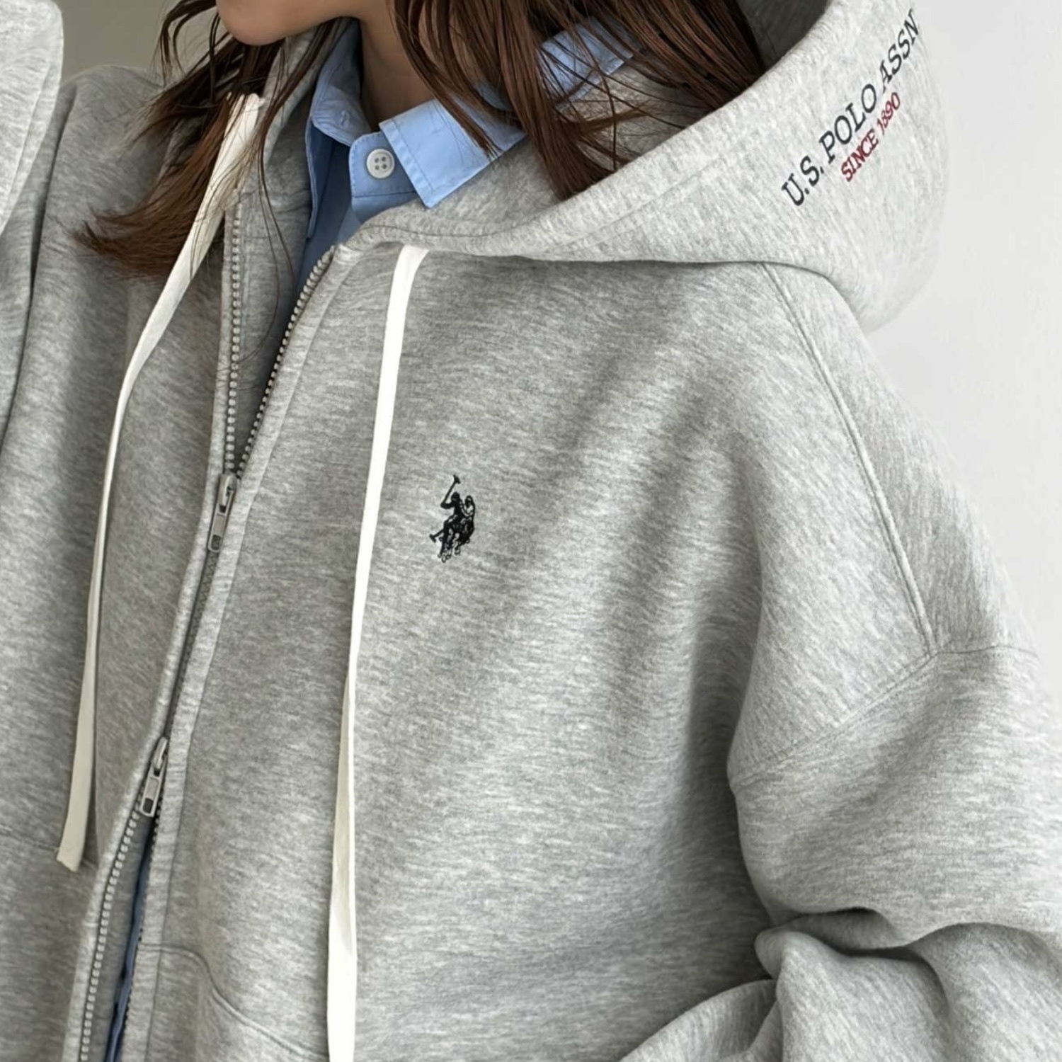 （預購）日本 U.S POLO ASSN. 棉質 刷毛 連帽外套 抽繩 雙拉鏈