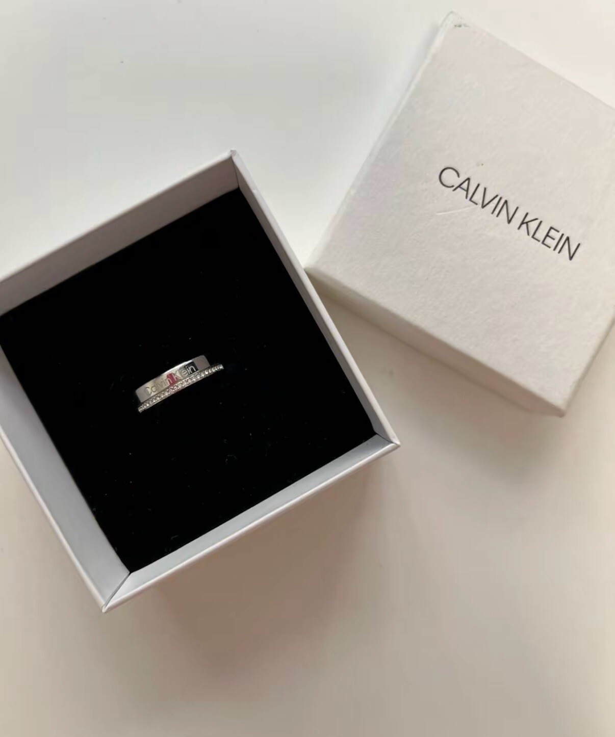 【Luxury】 CK戒指滿天星戒指 CK情侶戒指銀色素面戒指 316精鋼 男女情侶對戒經典素戒時尚小眾設計 送女友禮物