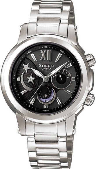 萬年鐘錶 - CASIO 卡西歐 Sheen系列 靜夜星空太陽能電波女錶 SHE-7501D-1A 錶徑31MM