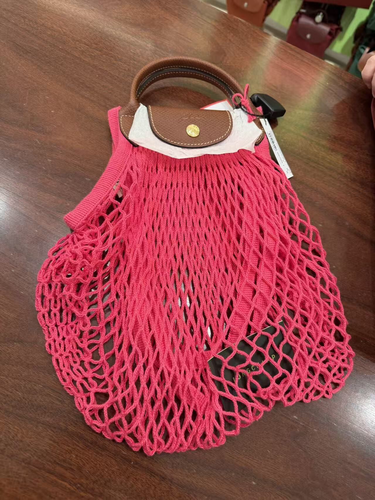 Longchamp mesh bag L pink