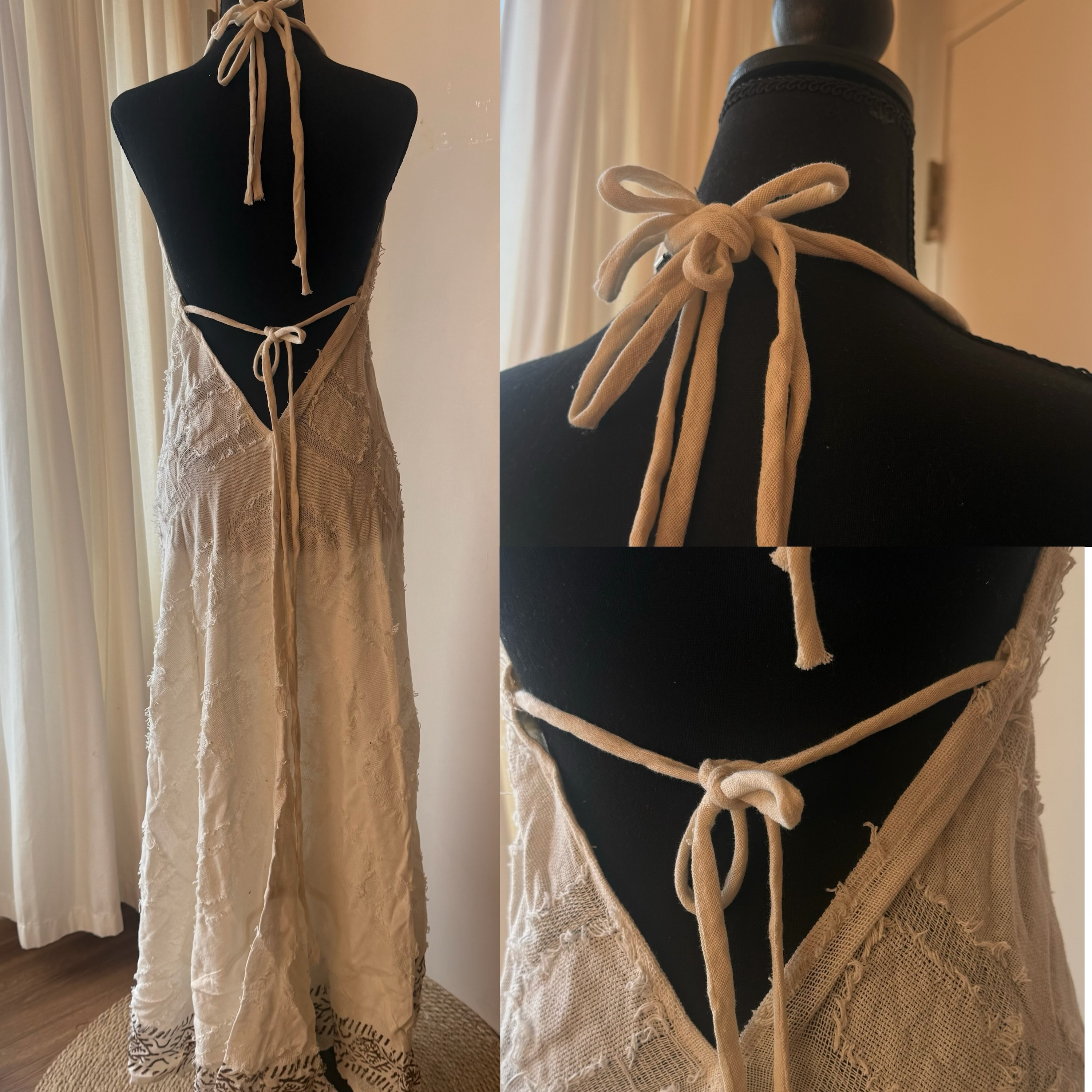 [原石] 尼泊爾手工服飾 植物染服飾 長裙 / 渡假洋裝 白色