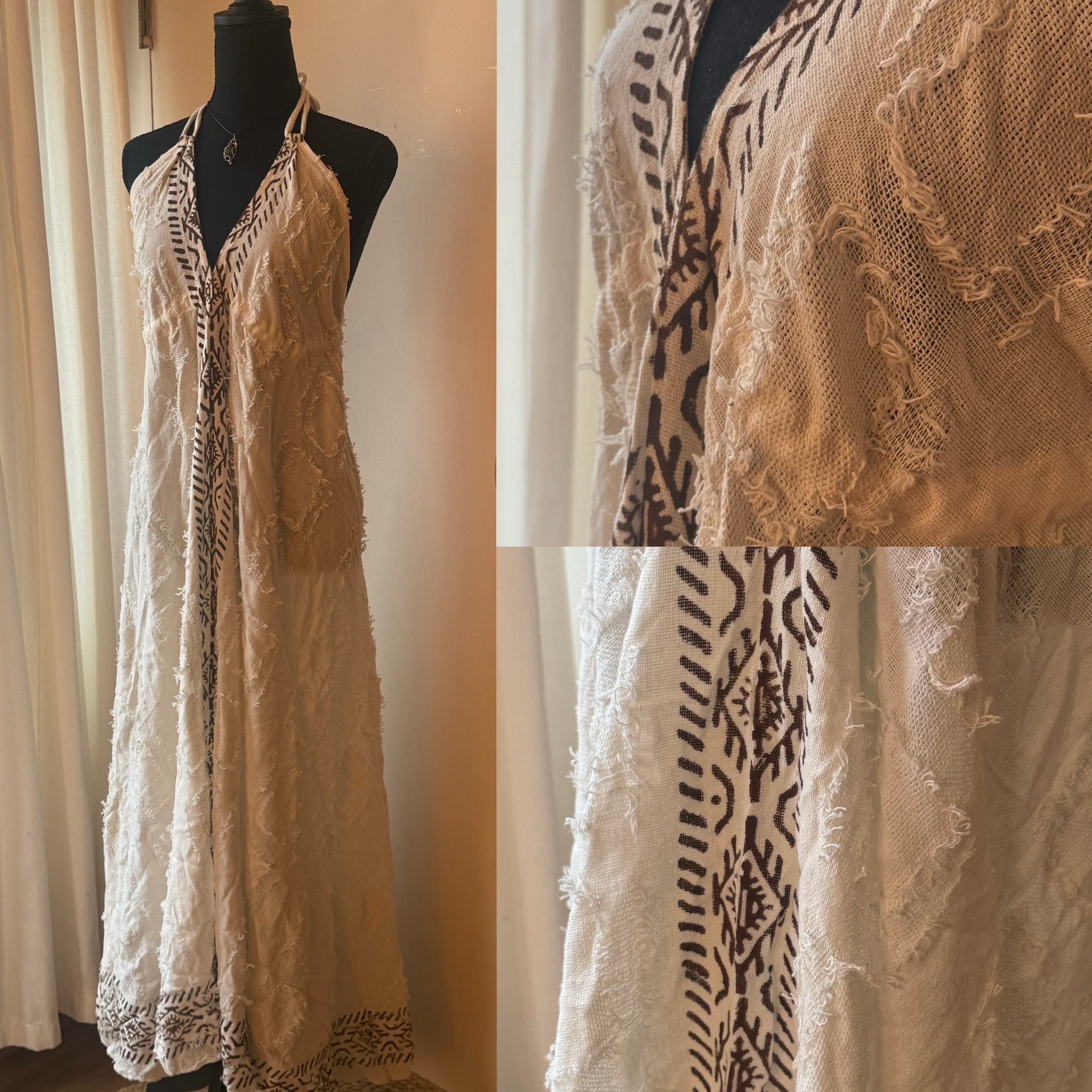 [原石] 尼泊爾手工服飾 植物染服飾 長裙 / 渡假洋裝 白色