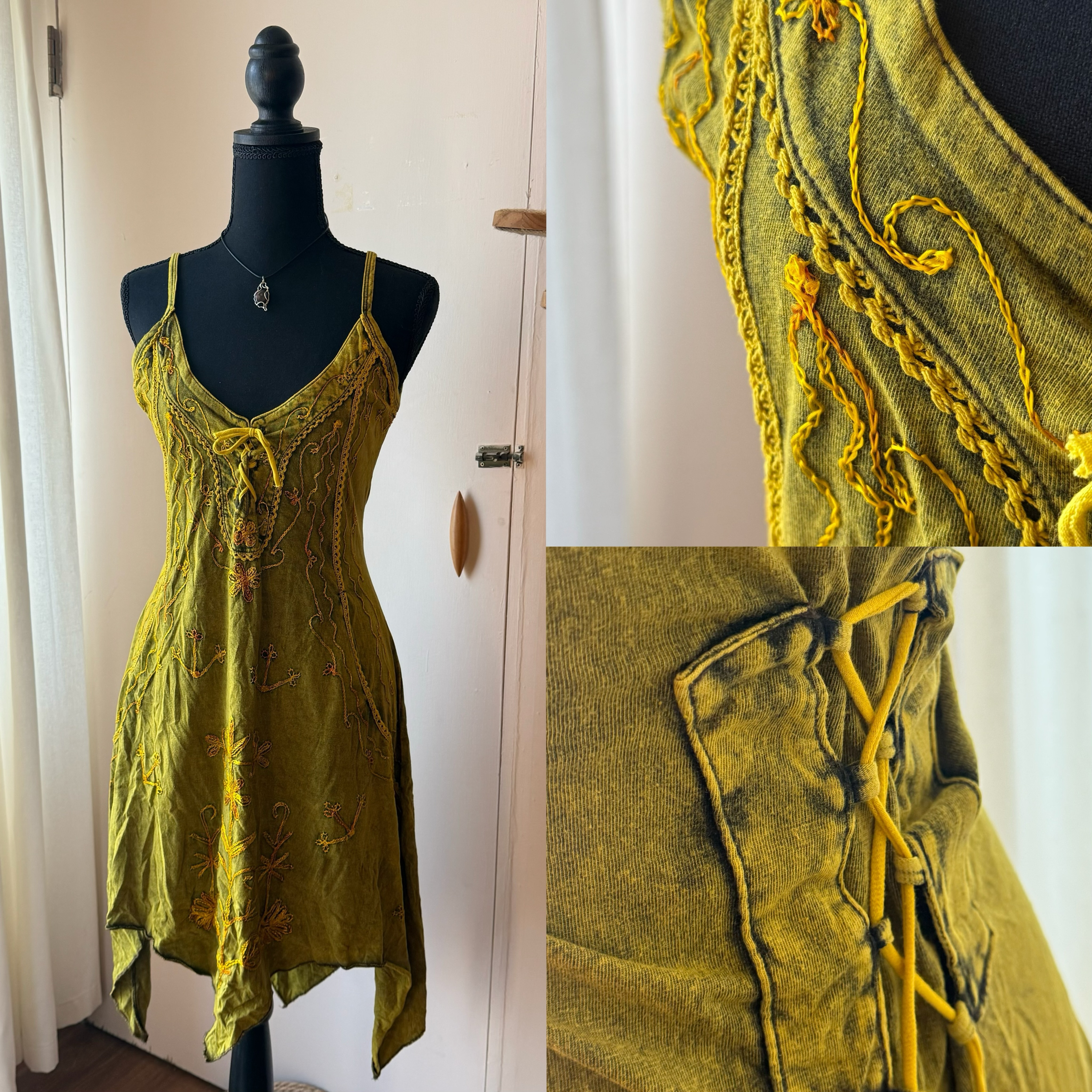 [原石] 尼泊爾手工服飾 植物染服飾 精靈裝 青綠色