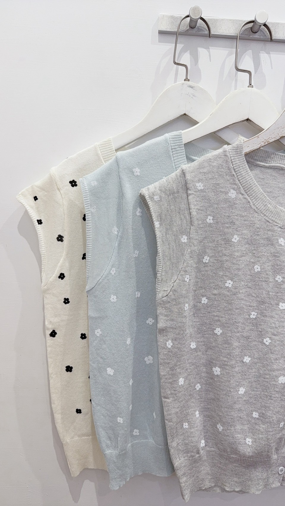 Floral button-down knit vest