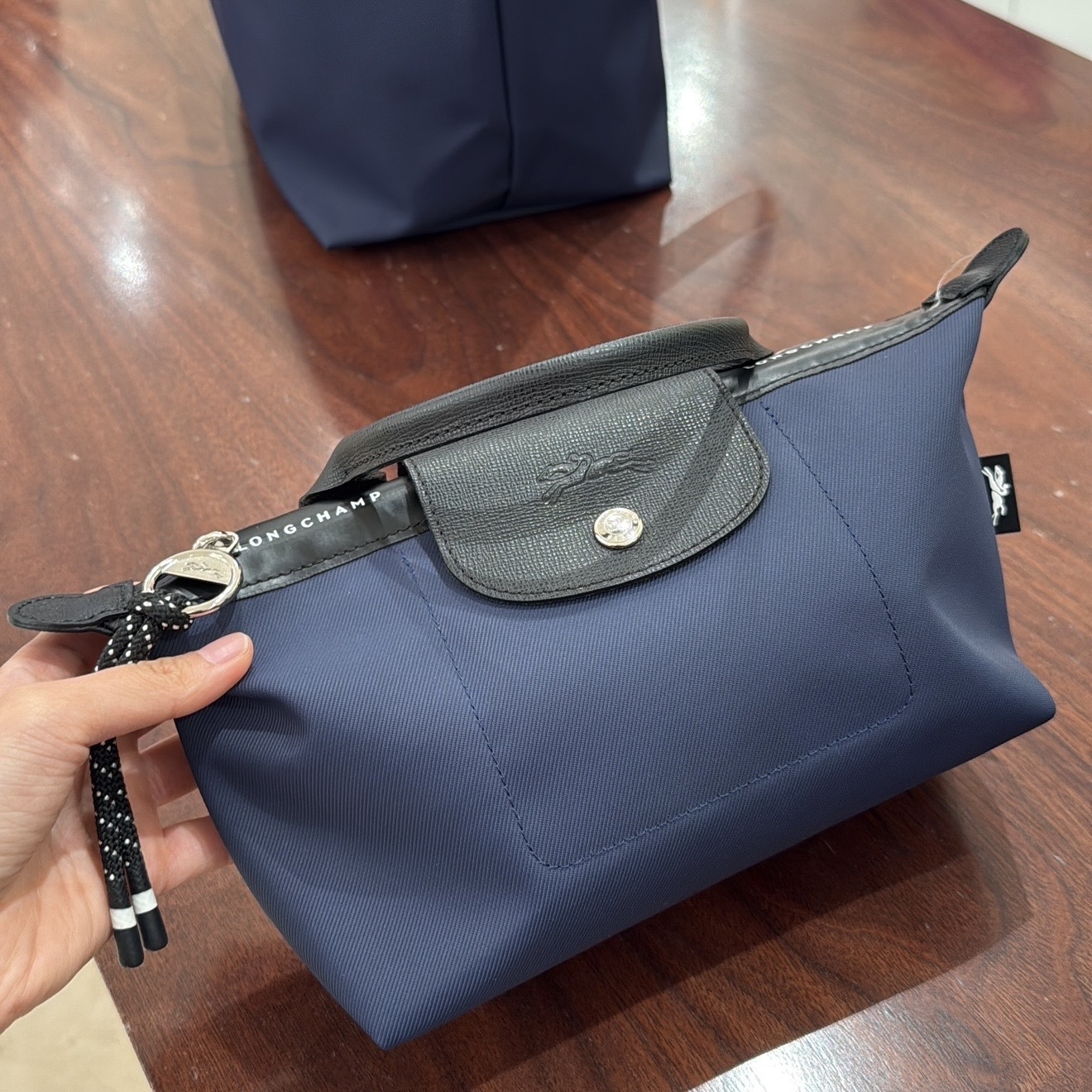 Longchamp energy top handle pouch navy