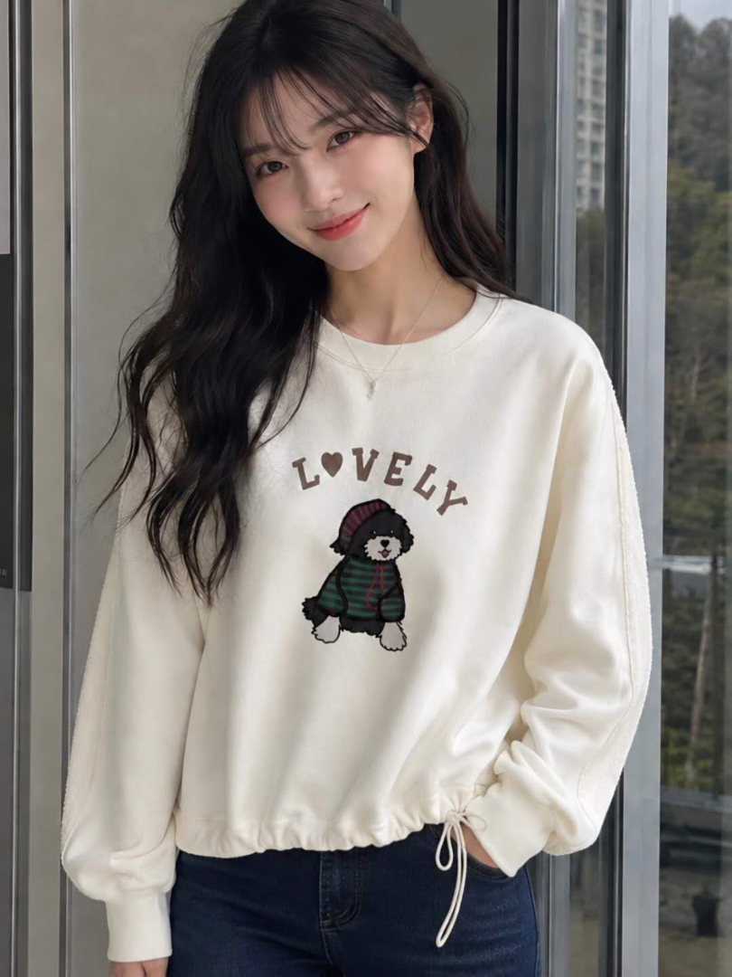 韓系可愛穿搭★LOVELY小熊印花大學T