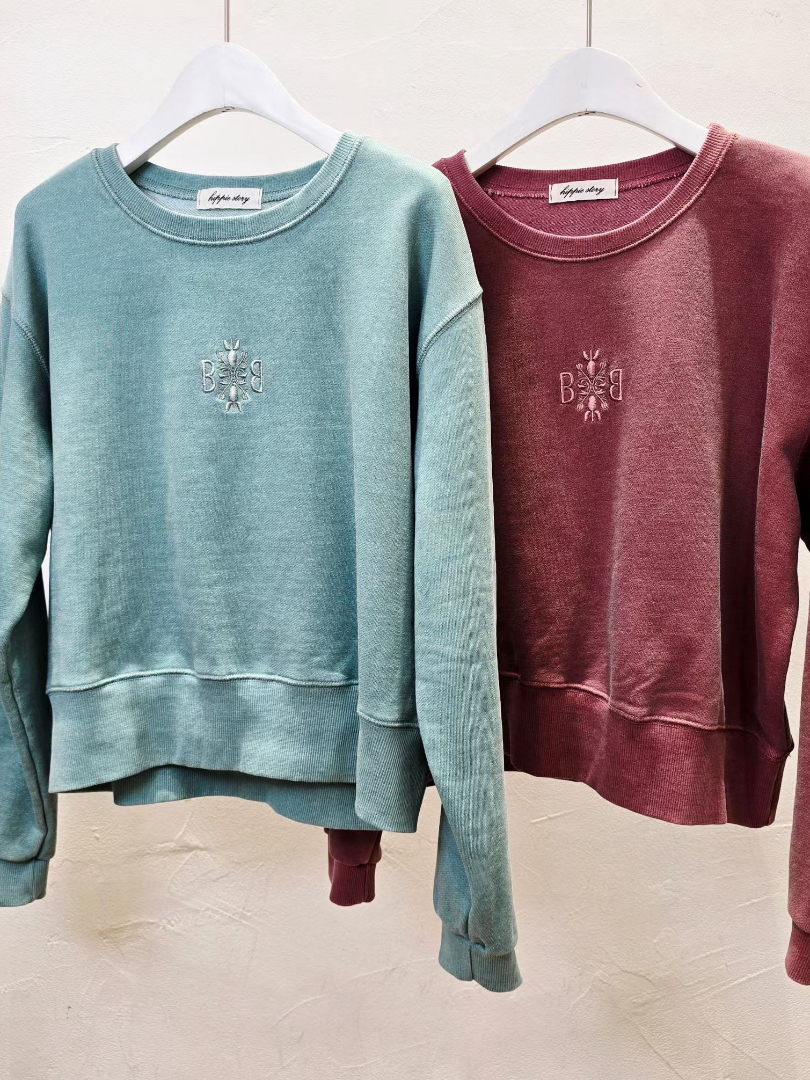 復古洗色刺繡短版大學