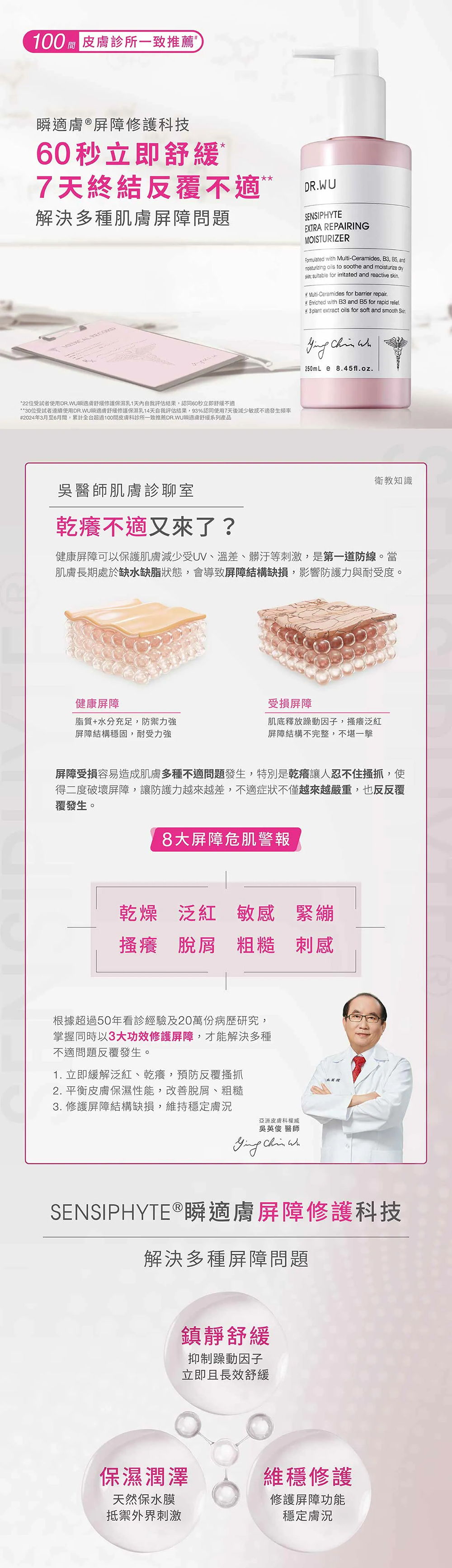 DR WU 瞬適膚舒緩修護保濕乳250ml