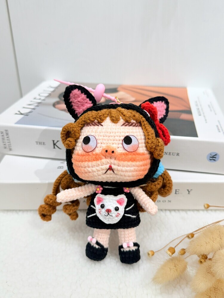『黑貓』動物變裝胖胖臉醜娃吊飾『約13-15cm』((不列入會員折扣))