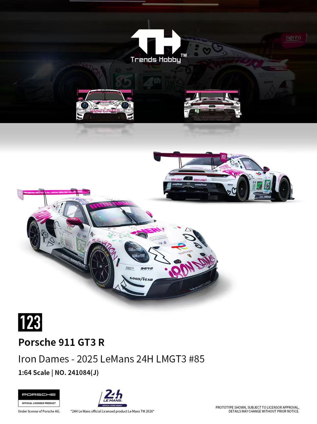 Trends Hobby 1/64 Porsche 911 GT3 R Le Mans 24 小時耐力賽 2025 #85