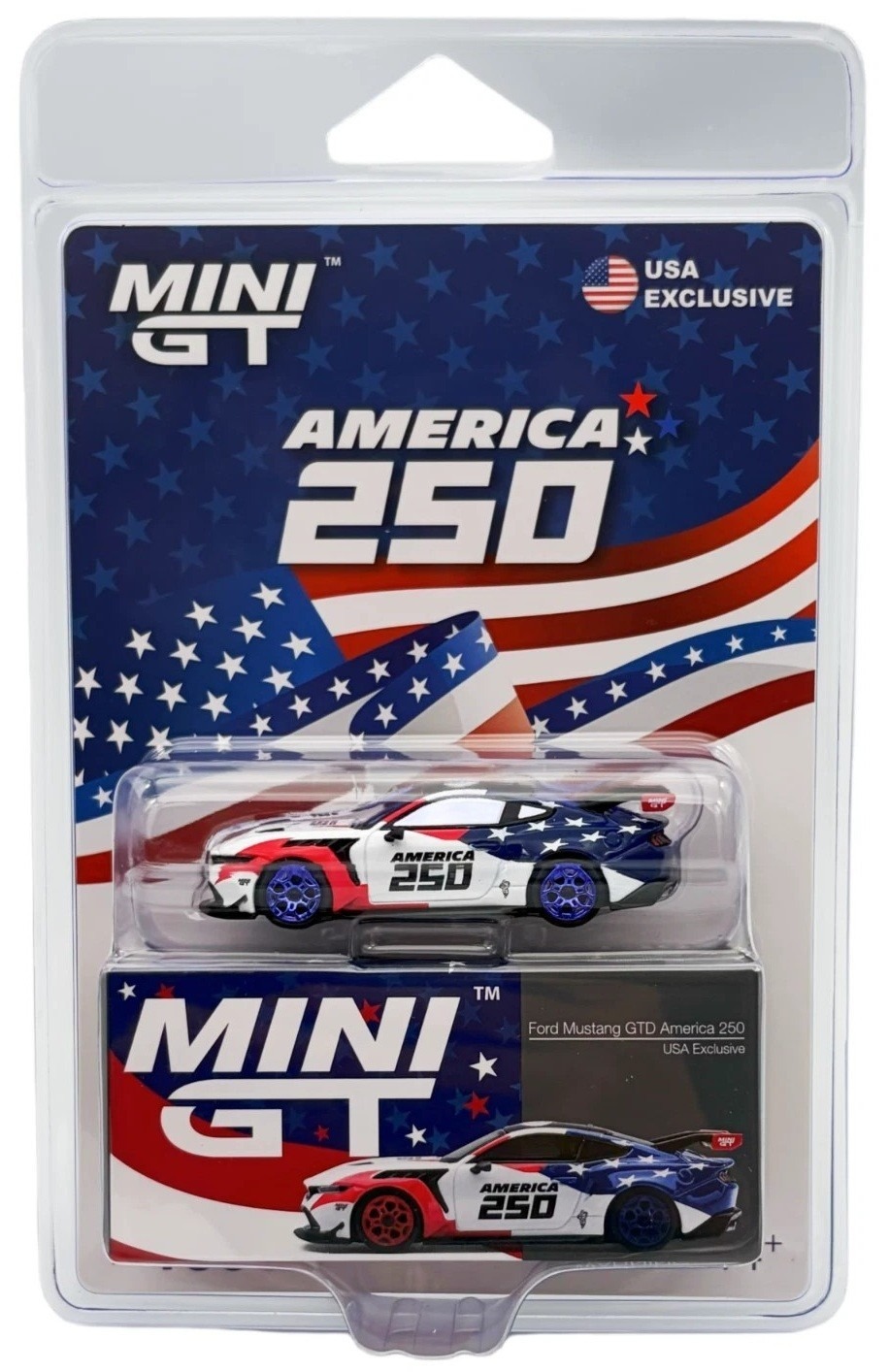 Mini GT 1/64 Ford Mustang GTD America 250 美國限定 左軚版（吸塑包裝／Chase 特別版）