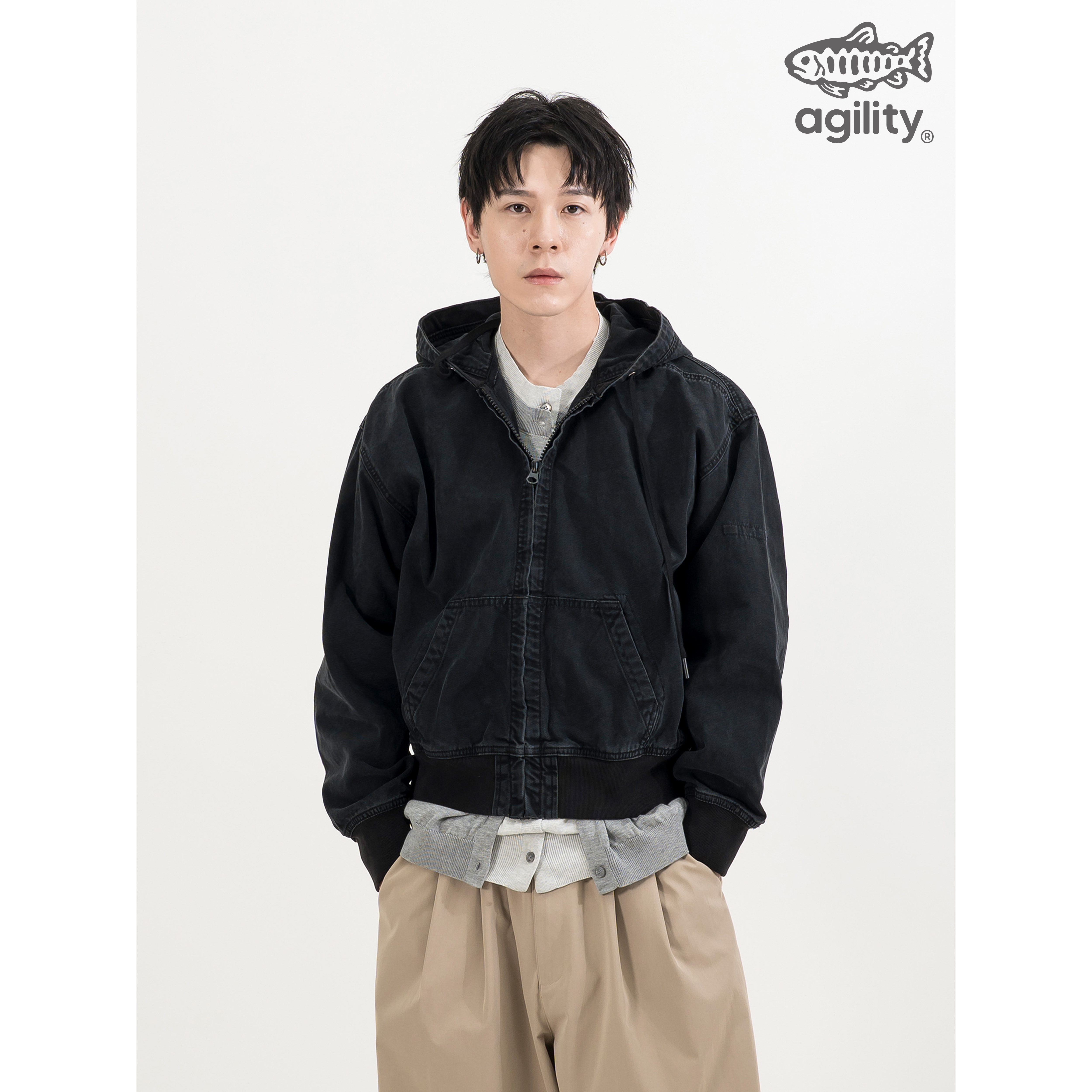AGILITY Washed Canvas Zip Hoodie 水洗帆布棉 連帽外套 [BD-J1]