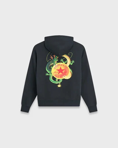 CONVERSE X DRAGON BALL Z SHENRON HOODIE 七龍珠聯名 神龍 黑色 帽TEE CVM6H638-BLK