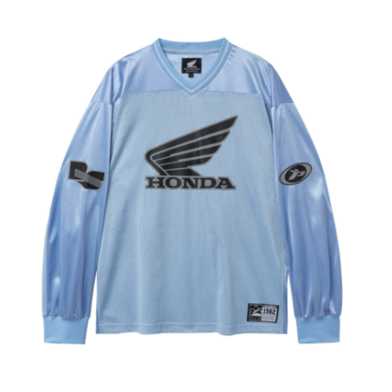 【代購】HONDA Original Wing Logo Mesh Long Sleeve Light Blue｜經典翼標網眼長袖上衣