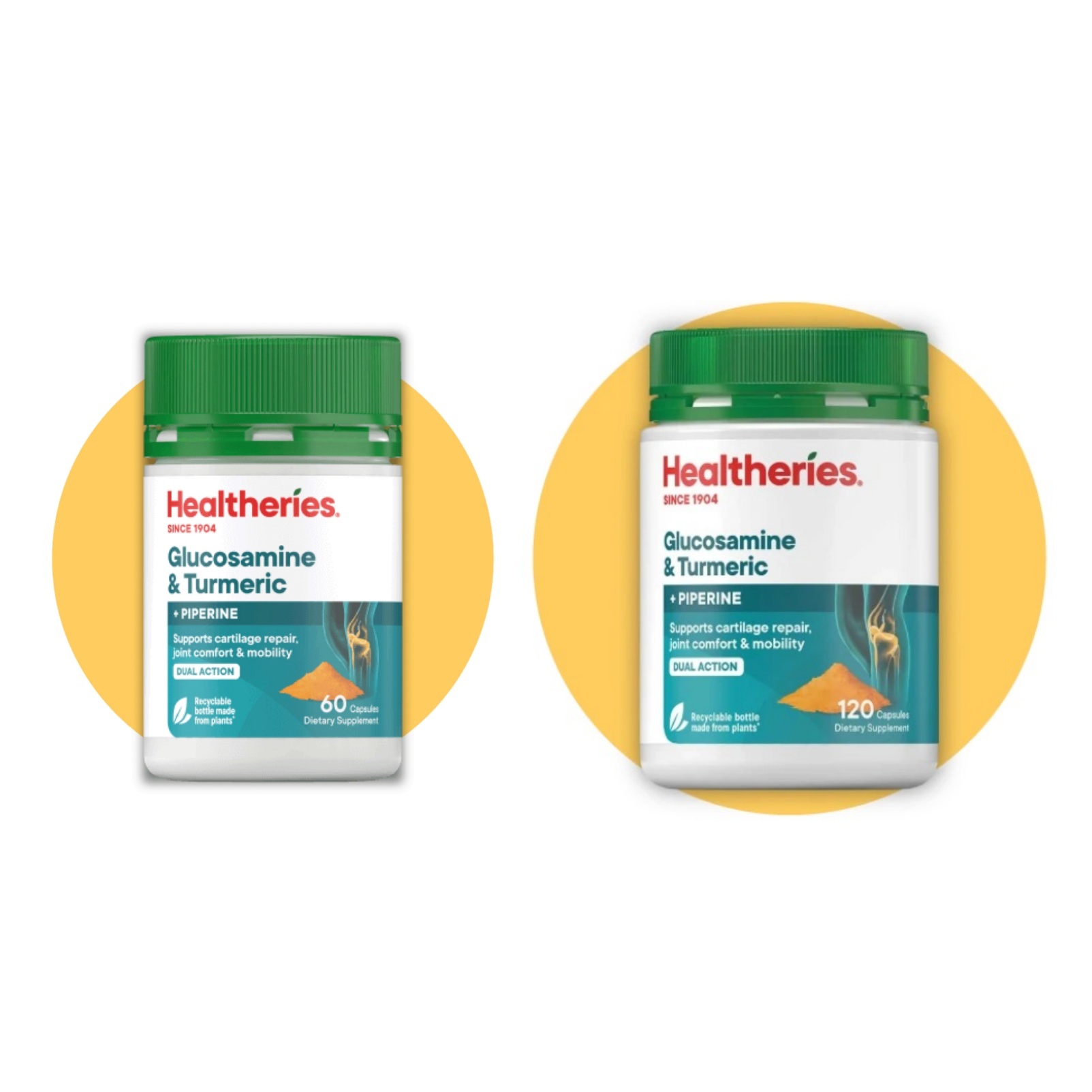(D) 高效氨基葡萄糖+薑黃(60粒/120粒) (買1送1) - Healtheries #2209HE
