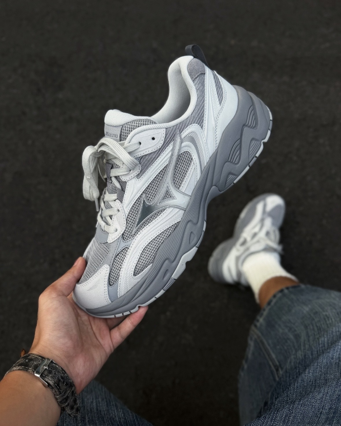 Mizuno Trainer 2K V2 美津濃 復古 增高 厚底 冰川灰